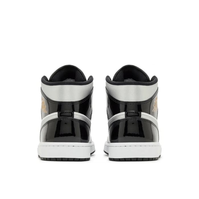 Air Jordan Jordan 1 Mid SE Patent Black White Metallic Silver Metallic Gold