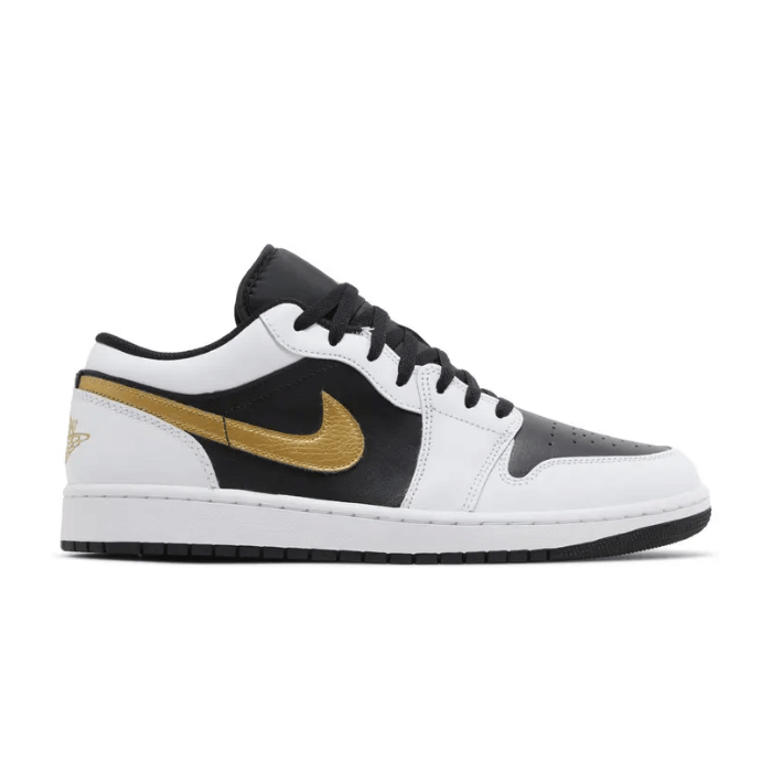 Air Jordan Jordan 1 Low White Black Metallic Gold Swoosh
