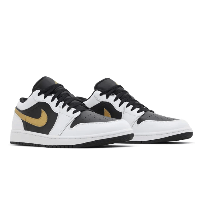 Air Jordan Jordan 1 Low White Black Metallic Gold Swoosh