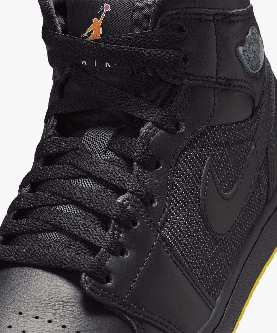 Air Jordan JORDAN | AIR JORDAN 1 MID SE { BLACK/SILVER - OPTI YELLOW