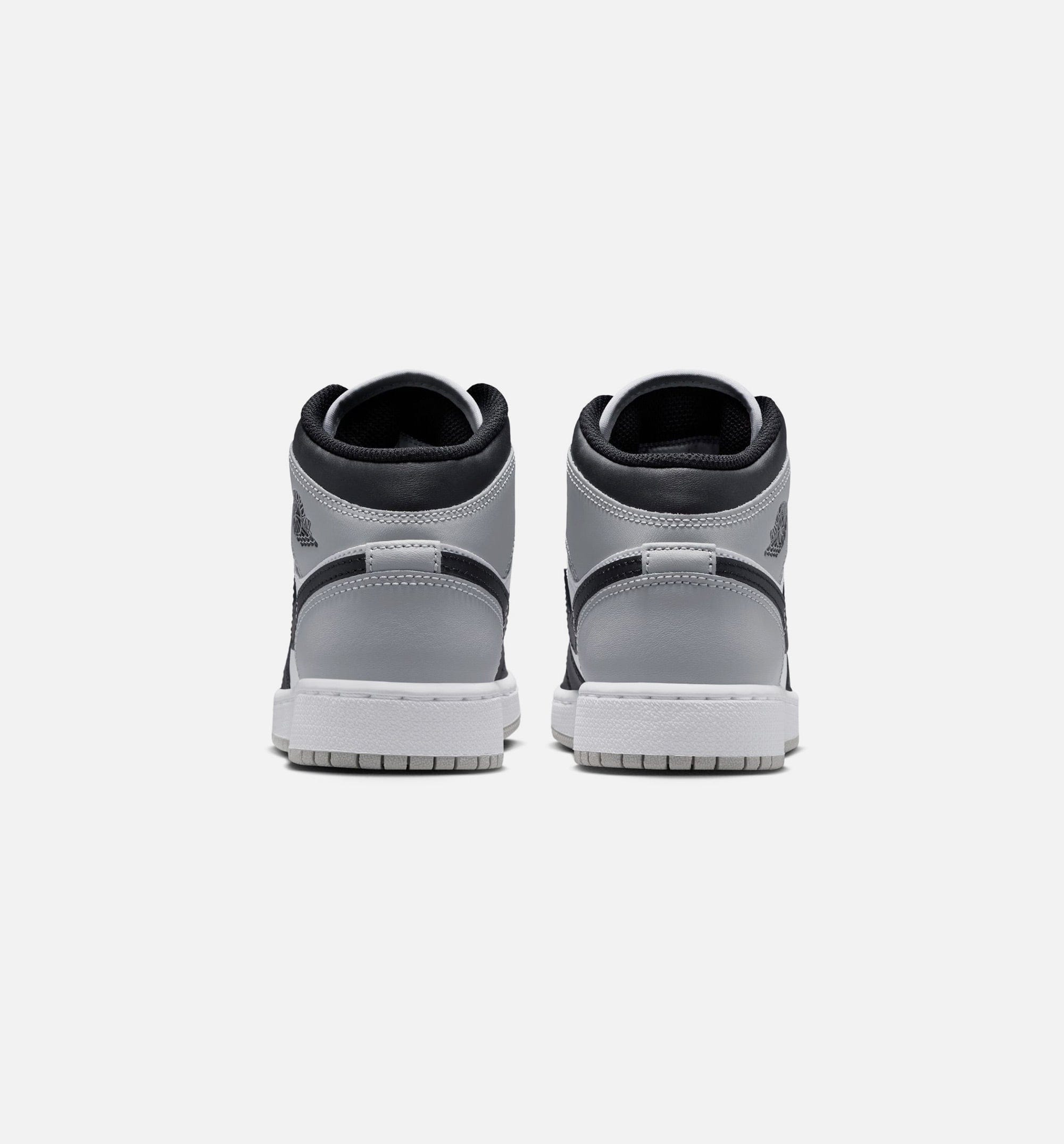 Air Jordan 1 Mid Grade School Lifestyle Shoe - White/Light Smoke Grey/Black