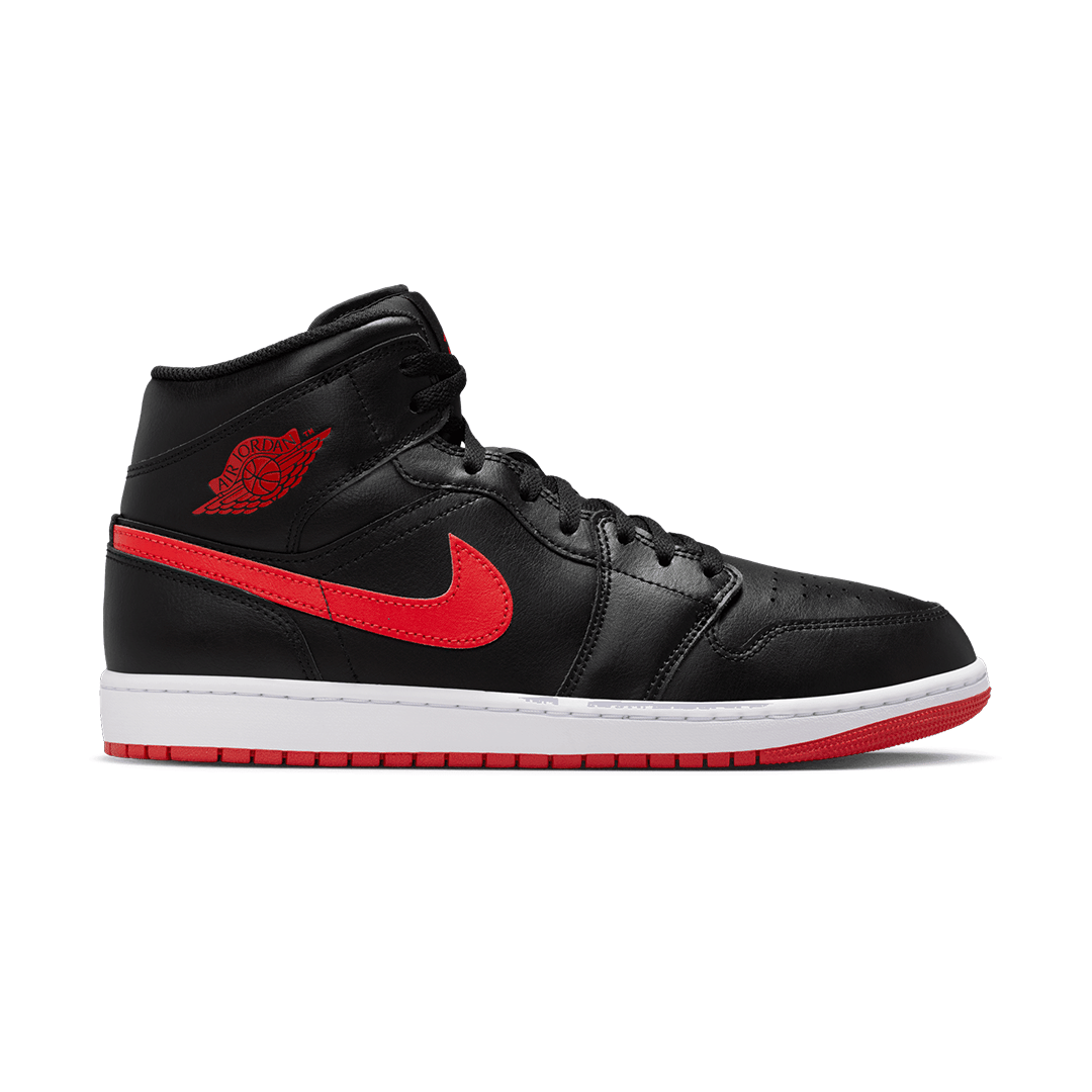 AIR JORDAN 1 MID BLACK / UNIVERSITY RED