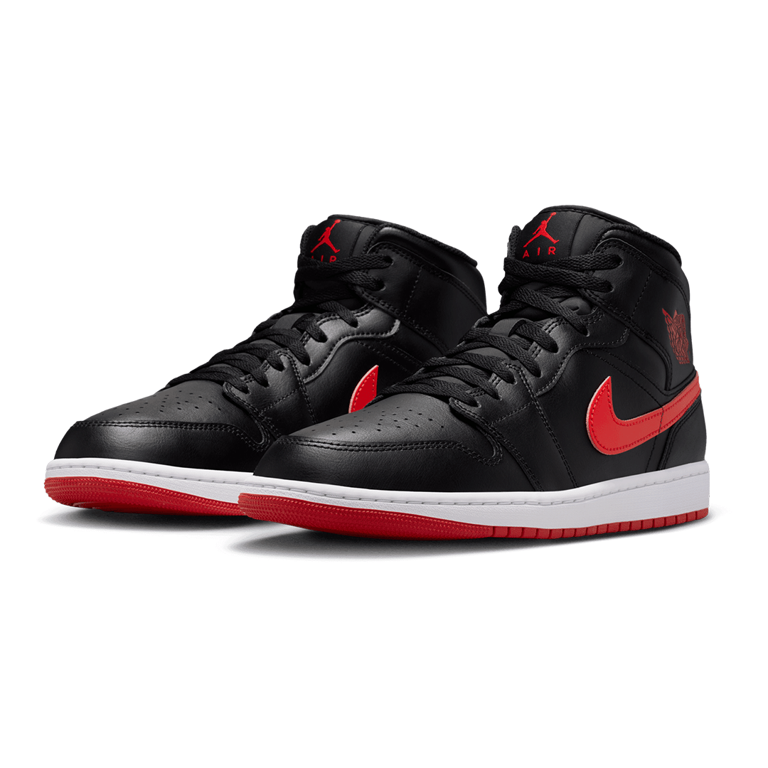 AIR JORDAN 1 MID BLACK / UNIVERSITY RED