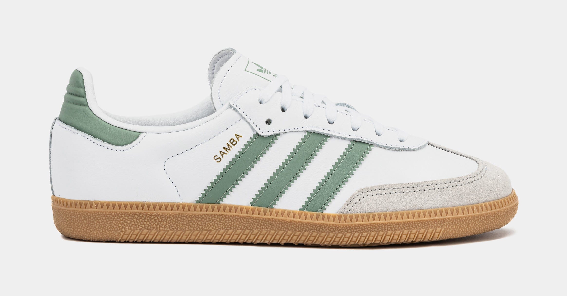 adidas Samba OG Grade School Lifestyle Shoes (Cloud White/Silver/Green)
