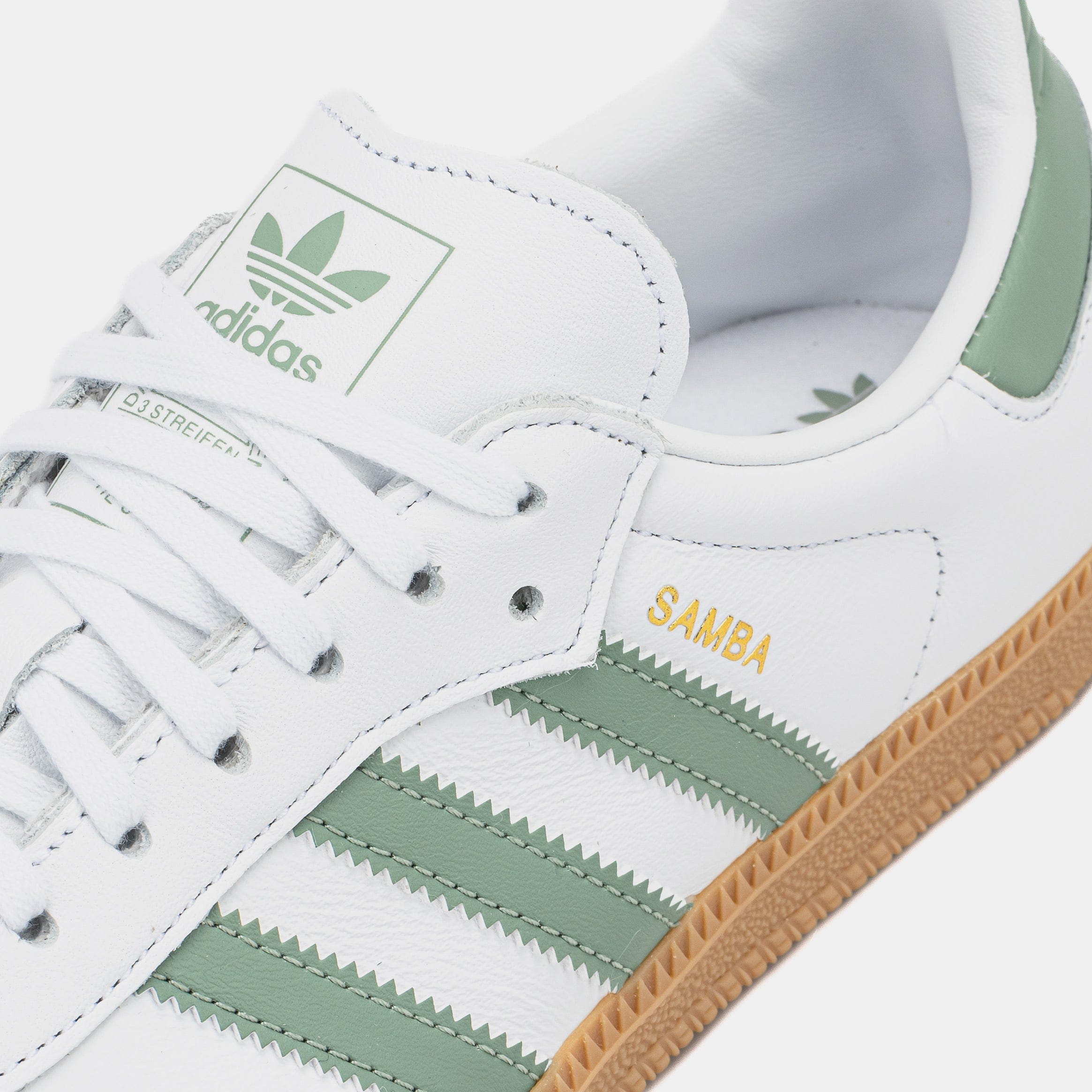 adidas Samba OG Grade School Lifestyle Shoes (Cloud White/Silver/Green)