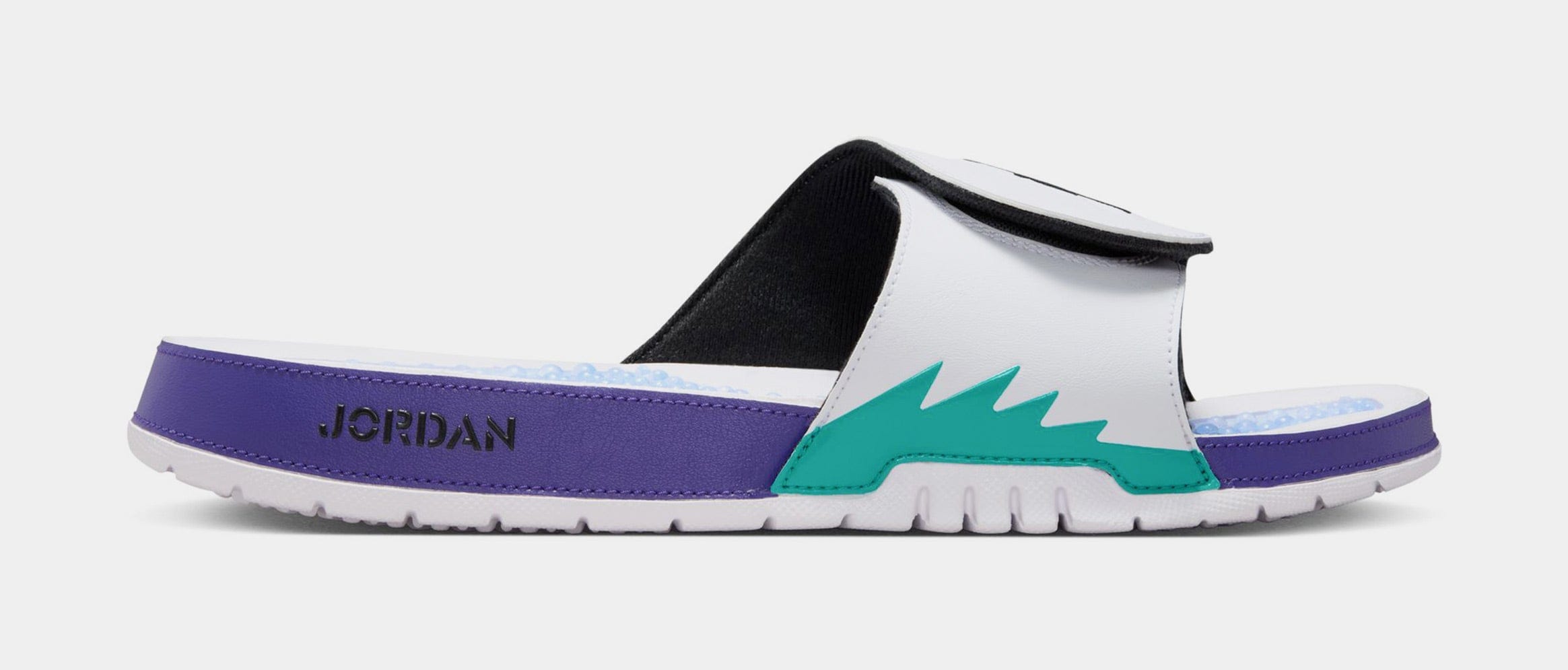 Air Jordan Hydro 5 Retro Slides Mens Sandals (White/New Emerald/Grape Ice/Black)