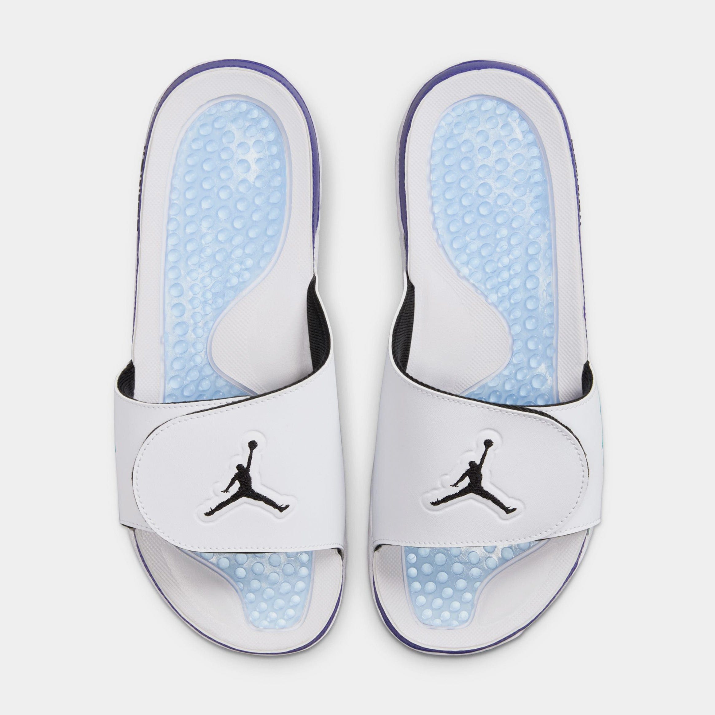 Air Jordan Hydro 5 Retro Slides Mens Sandals (White/New Emerald/Grape Ice/Black)
