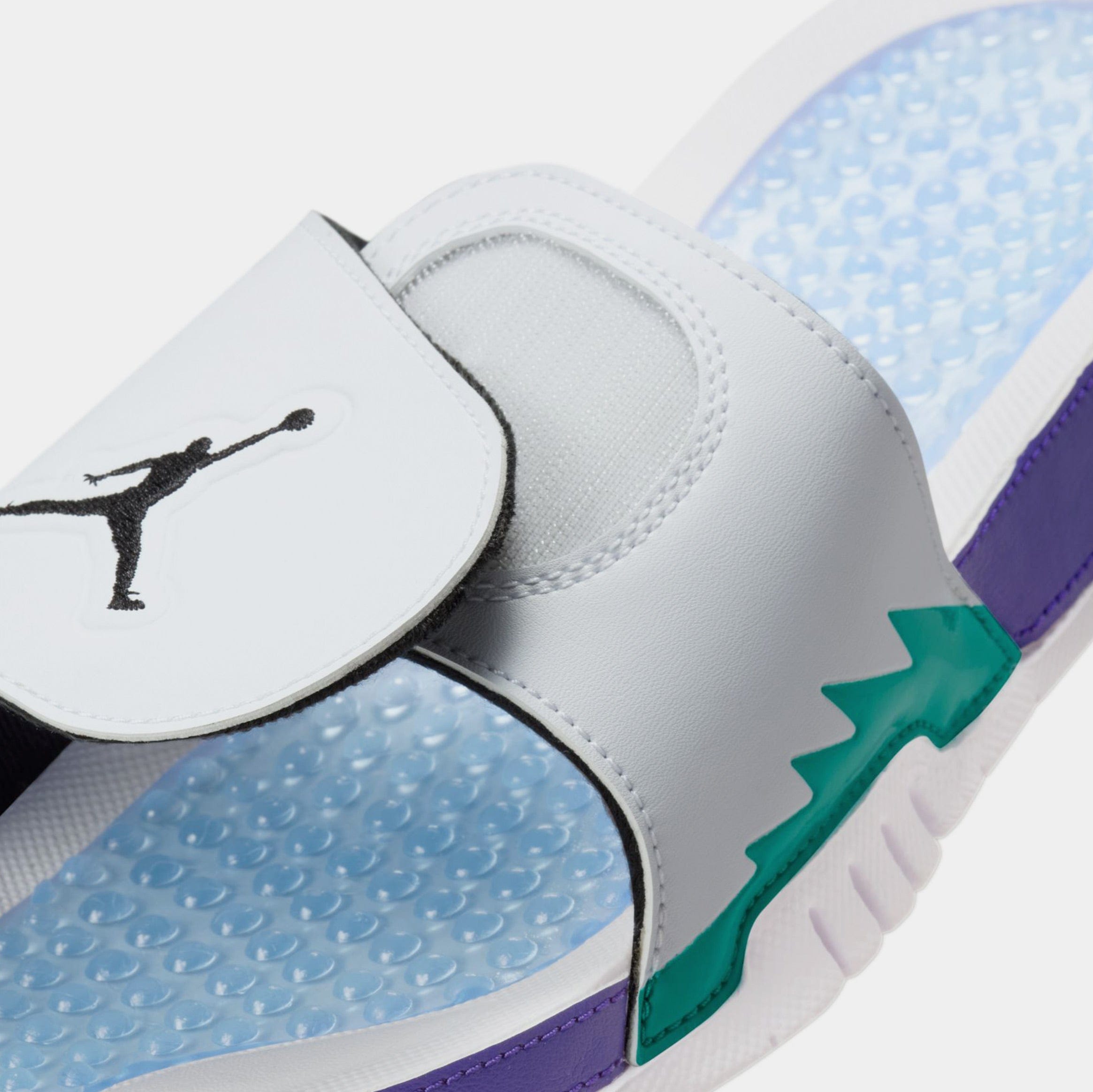 Air Jordan Hydro 5 Retro Slides Mens Sandals (White/New Emerald/Grape Ice/Black)