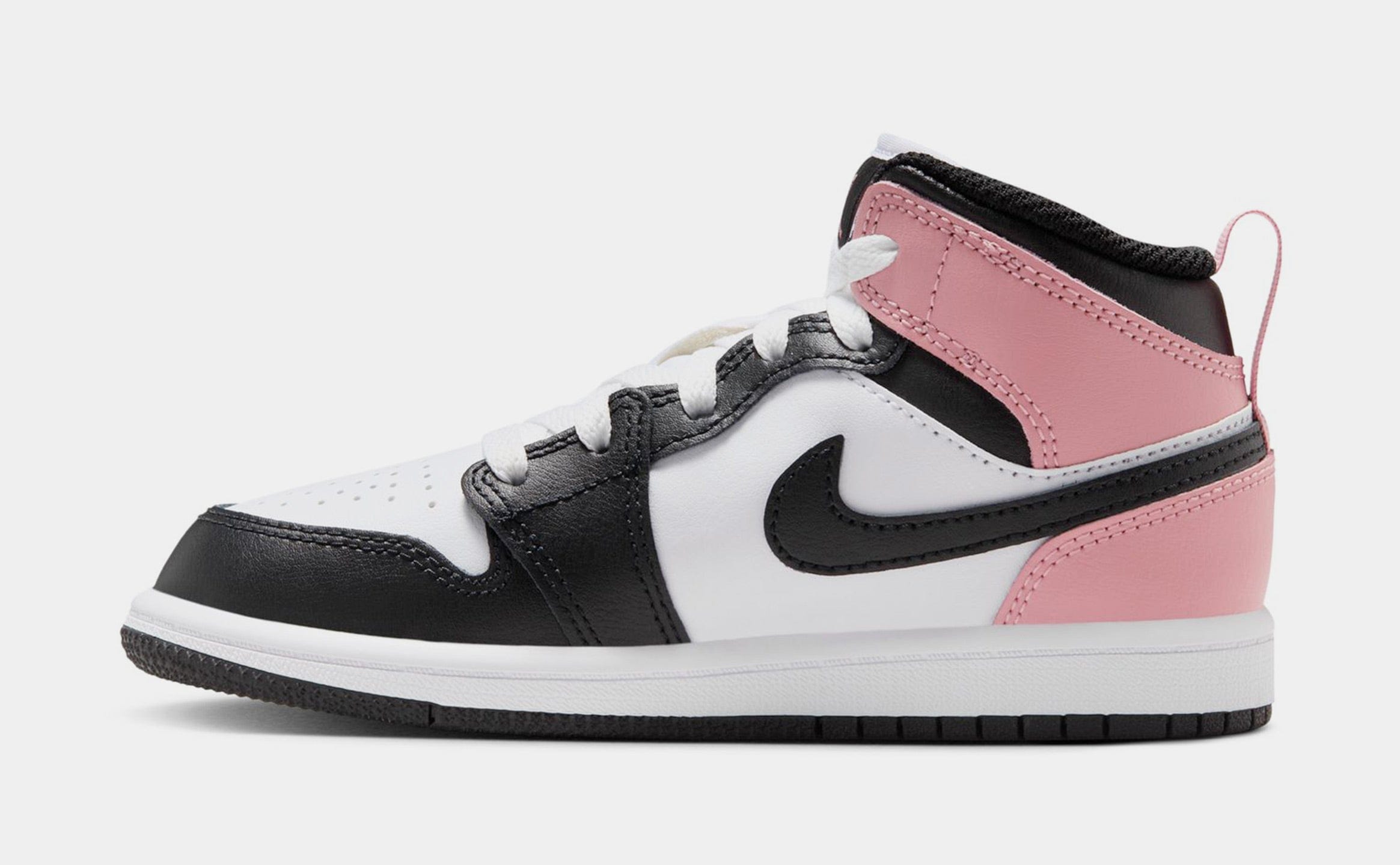 Air Jordan 1 Mid Preschool Lifestyle Shoes (White/Black/Rust Pink)