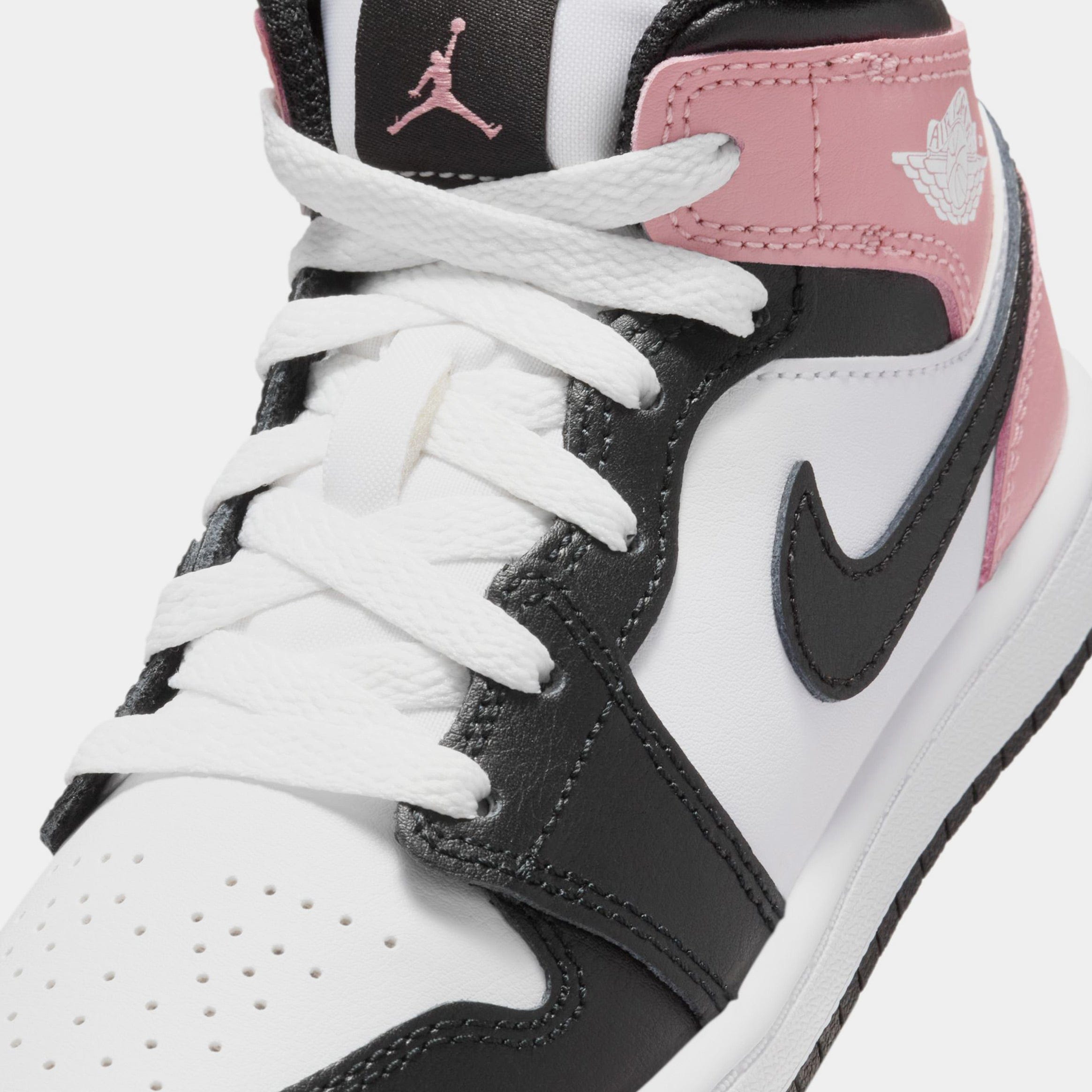 Air Jordan 1 Mid Preschool Lifestyle Shoes (White/Black/Rust Pink)
