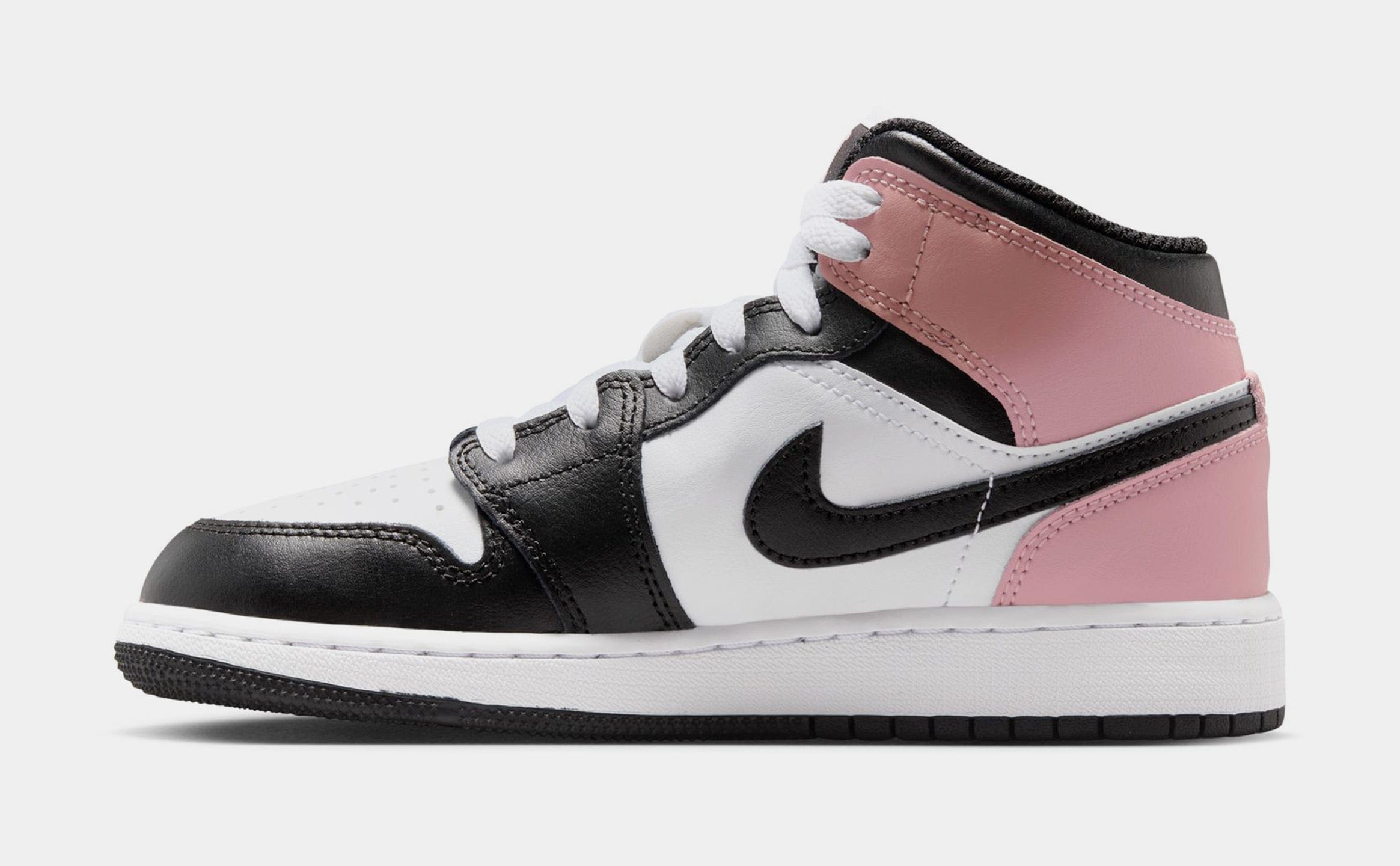 Air Jordan 1 Mid Grade School Lifestyle Shoes (White/Black/Rust Pink)