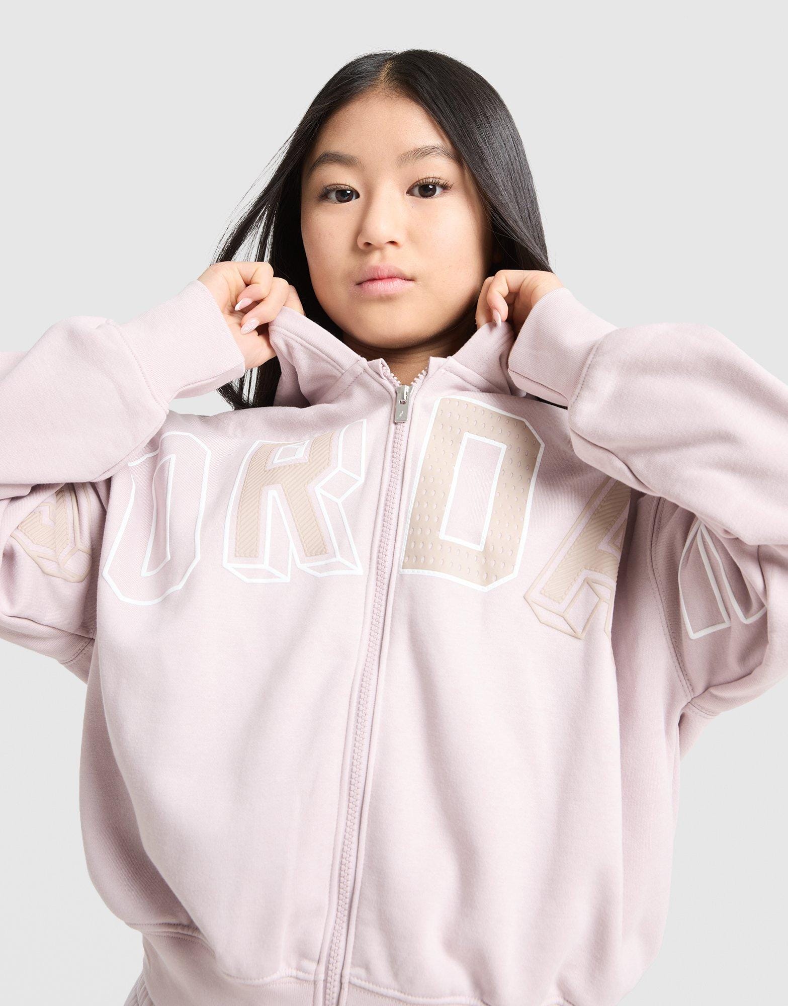 Air Jordan Girls' Logo Full Zip Crop Hoodie Junior