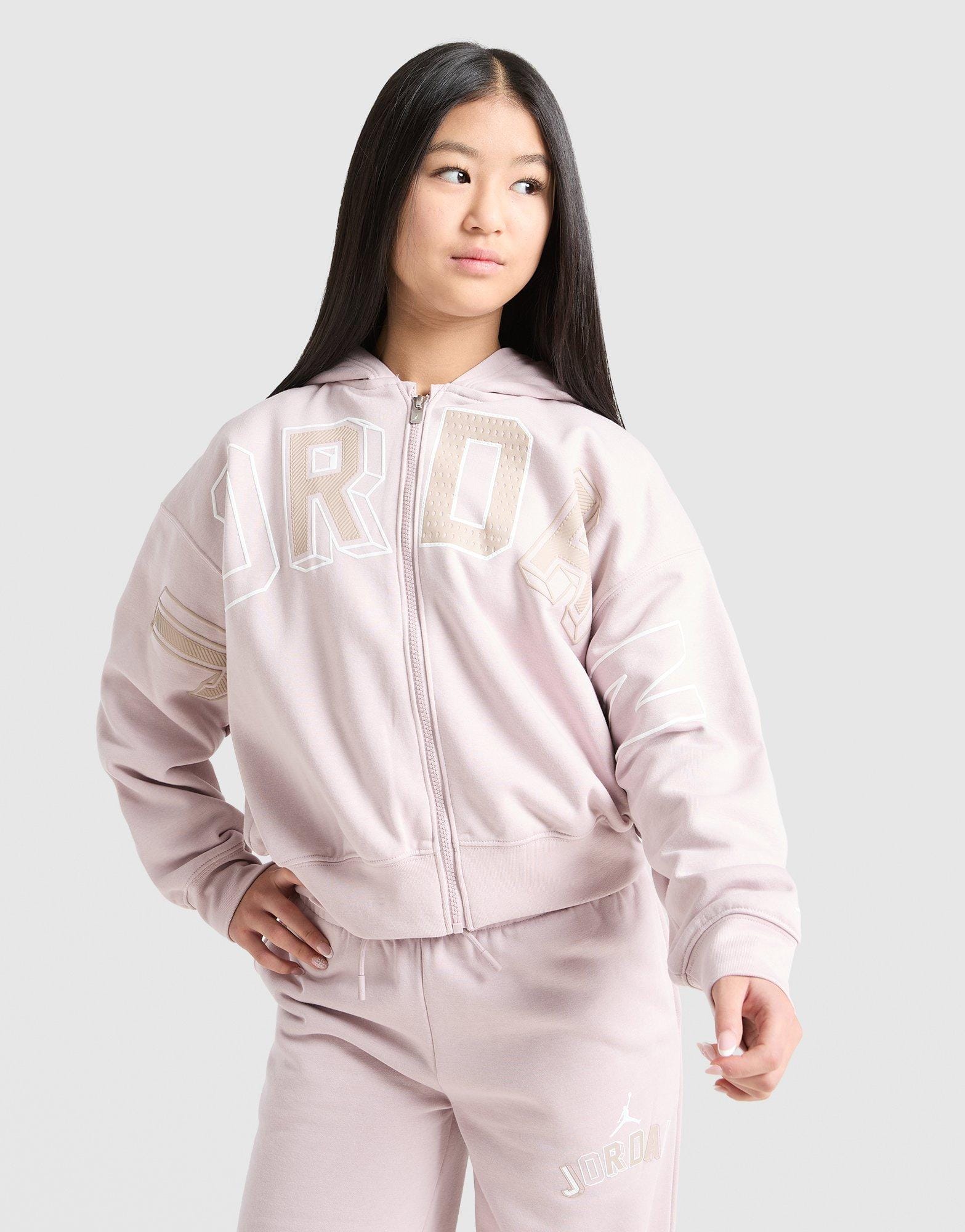 Air Jordan Girls' Logo Full Zip Crop Hoodie Junior