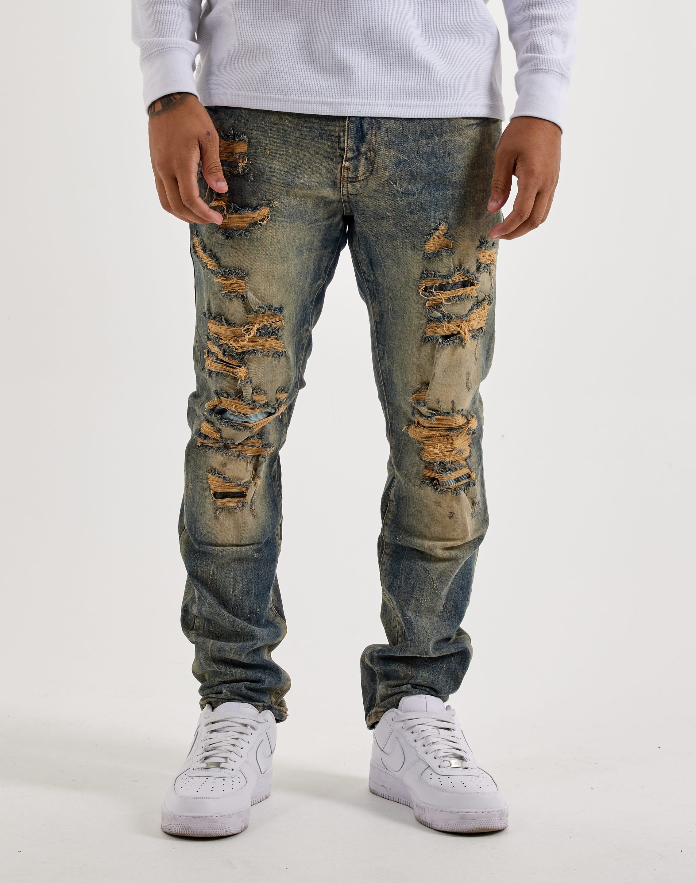 Air Jordan Jordan Craig Stacked Distressed Collins Denim Jeans