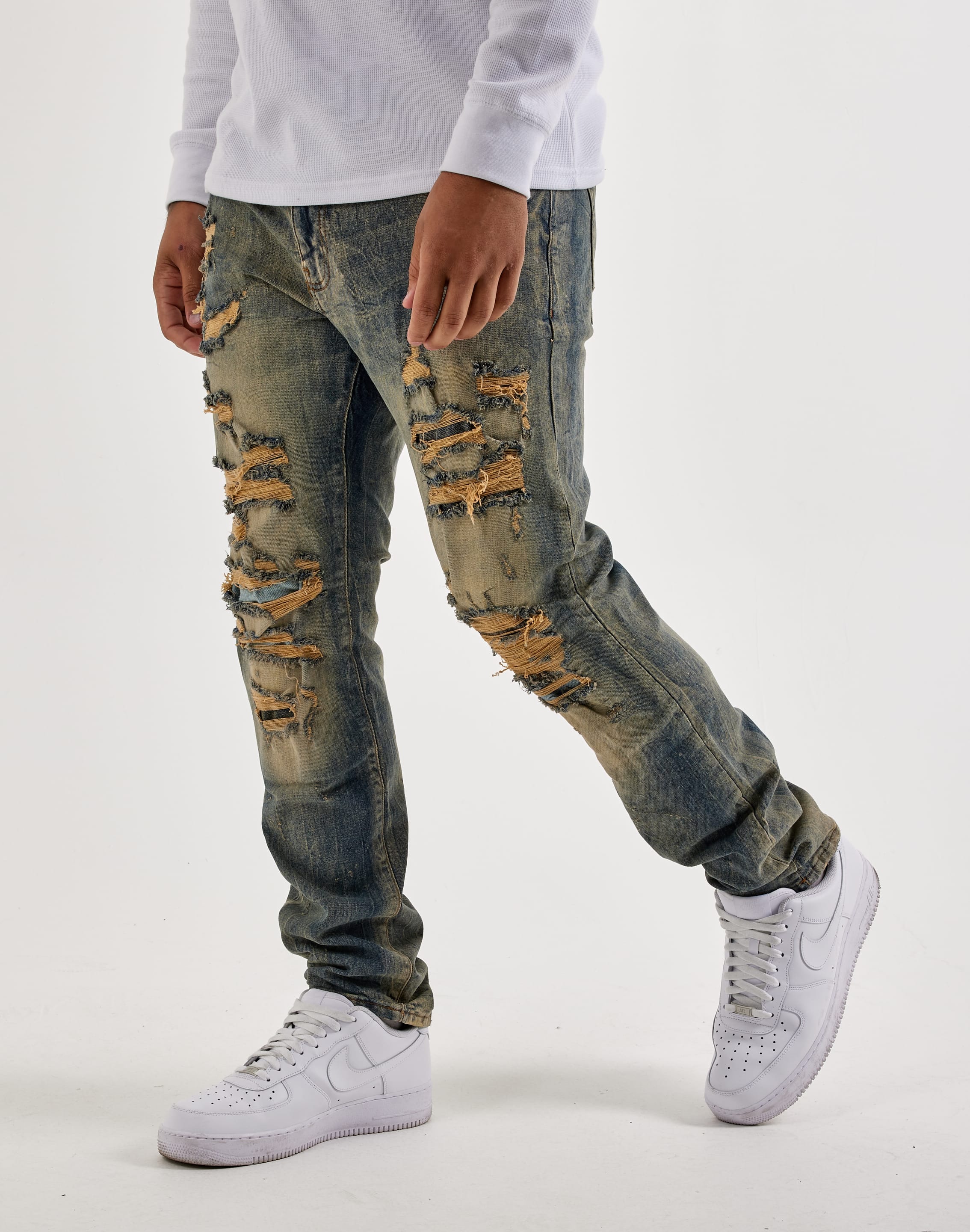 Air Jordan Jordan Craig Stacked Distressed Collins Denim Jeans