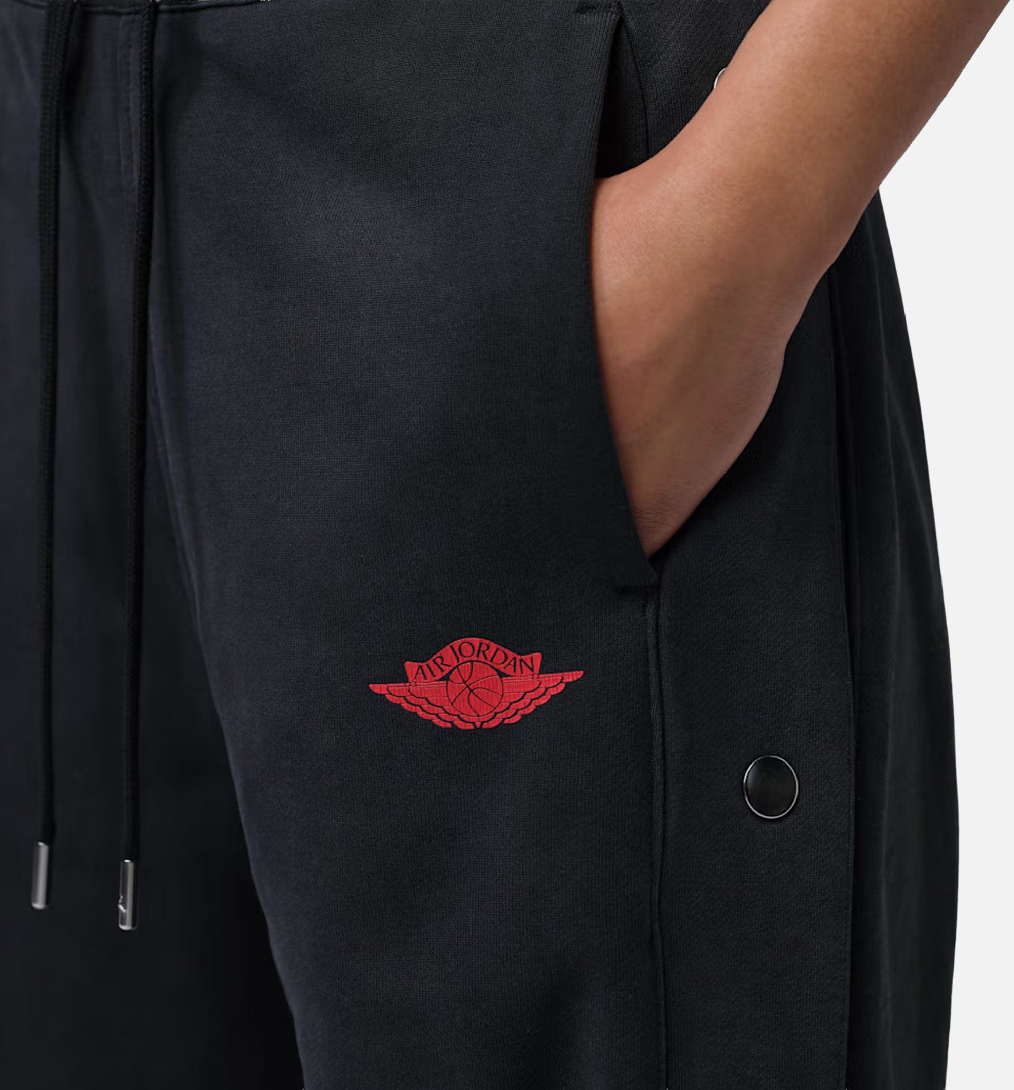 Air Jordan Flight Fleece French Terry Snap Womens Pant - Black/University Red