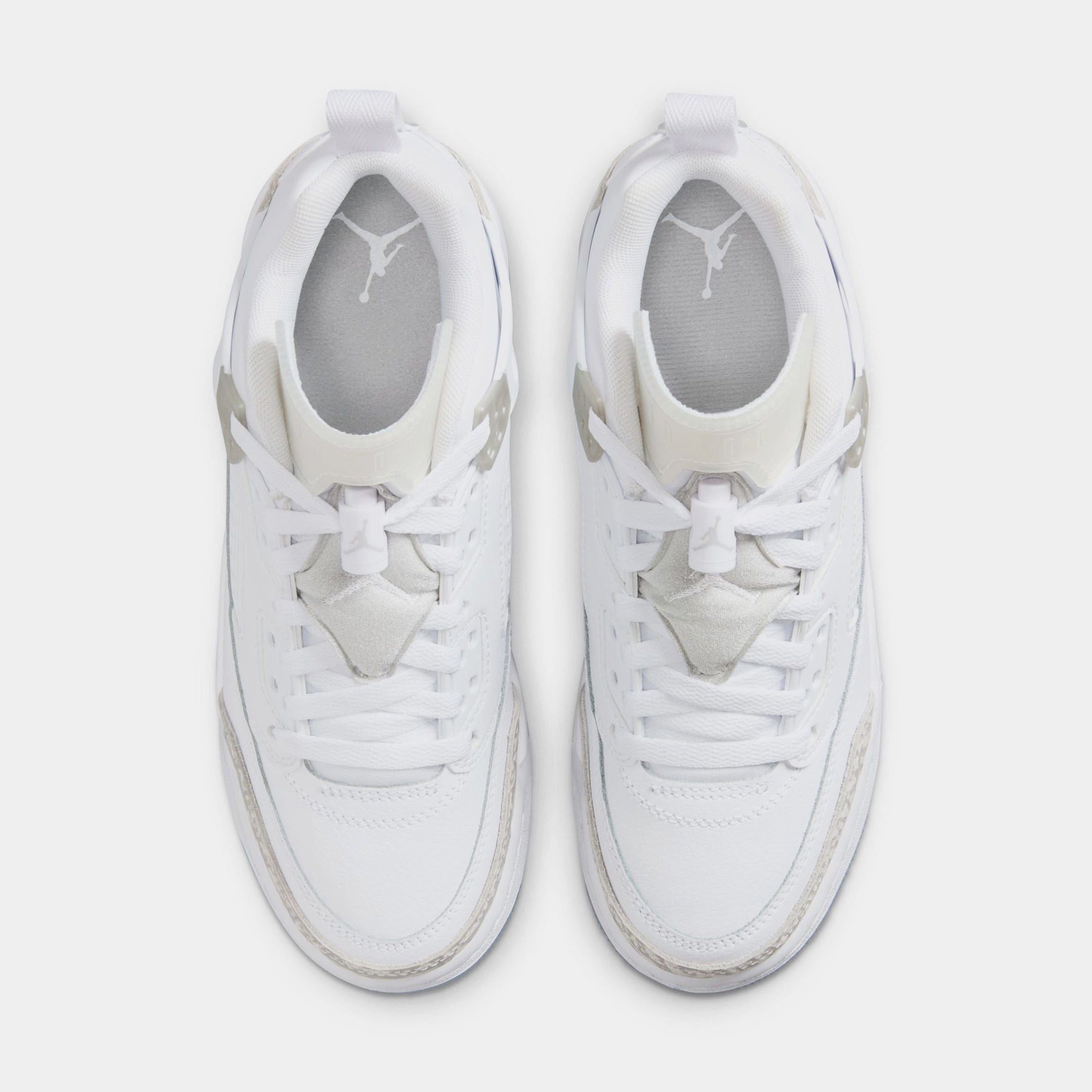 Air Jordan Spizike Low Grade School Basketball Shoes (White/Metallic Silver/Barely Blue/Neutral Grey)