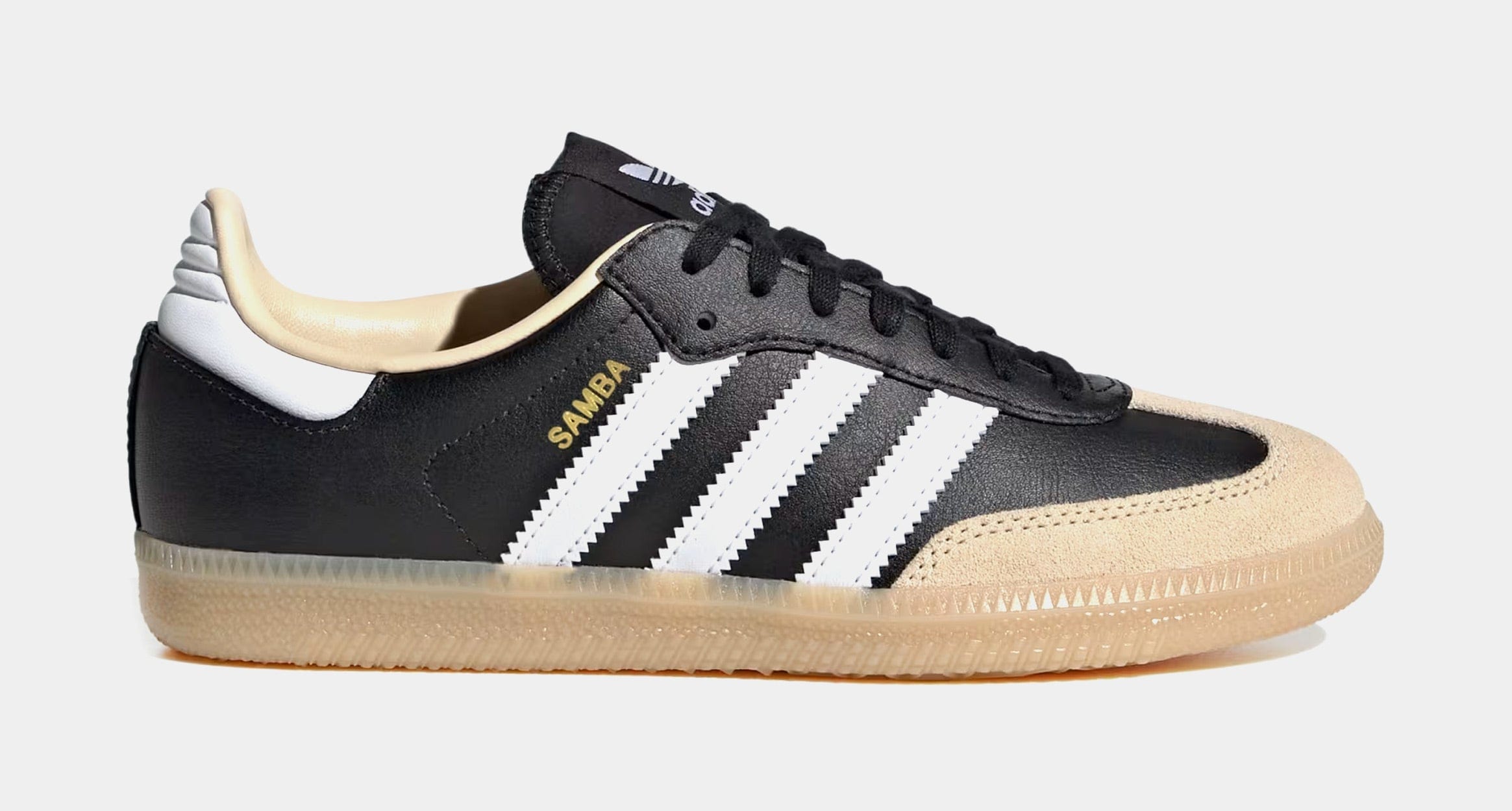 adidas Samba OG Grade School Lifestyle Shoes (White/Black/Beige)