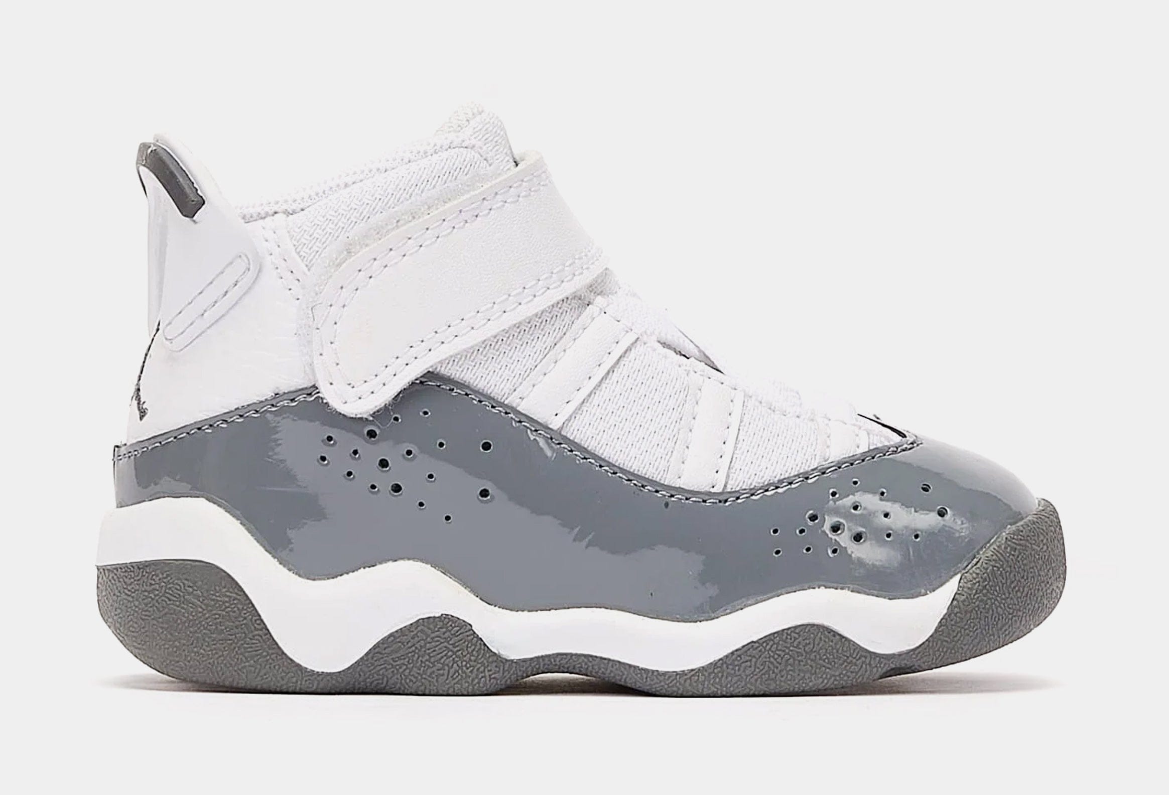 Air Jordan 6 Rings Infant Toddler Basketball Shoes (Grey/White)