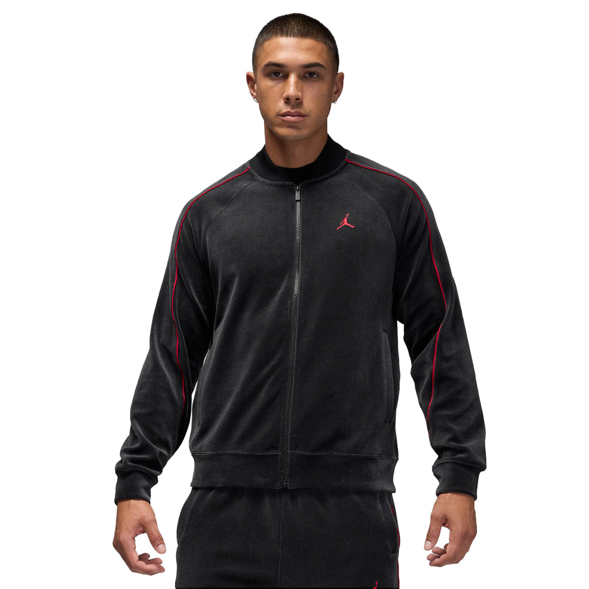 Air Jordan Brooklyn Velour Track Jacket Black/Gym Red