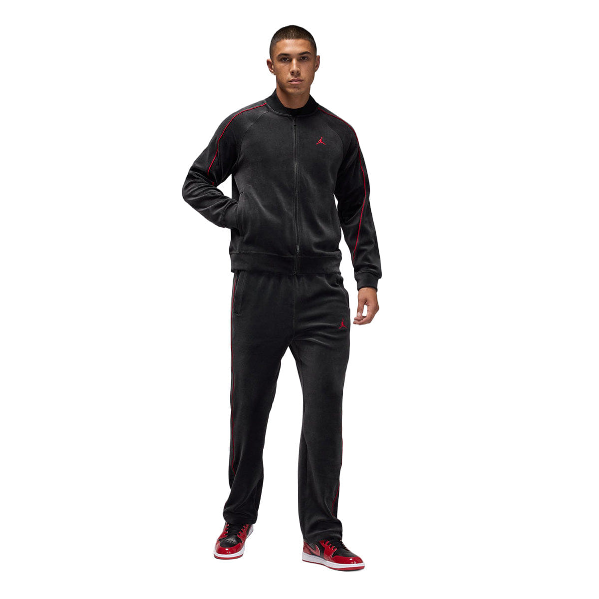 Air Jordan Brooklyn Velour Track Jacket Black/Gym Red