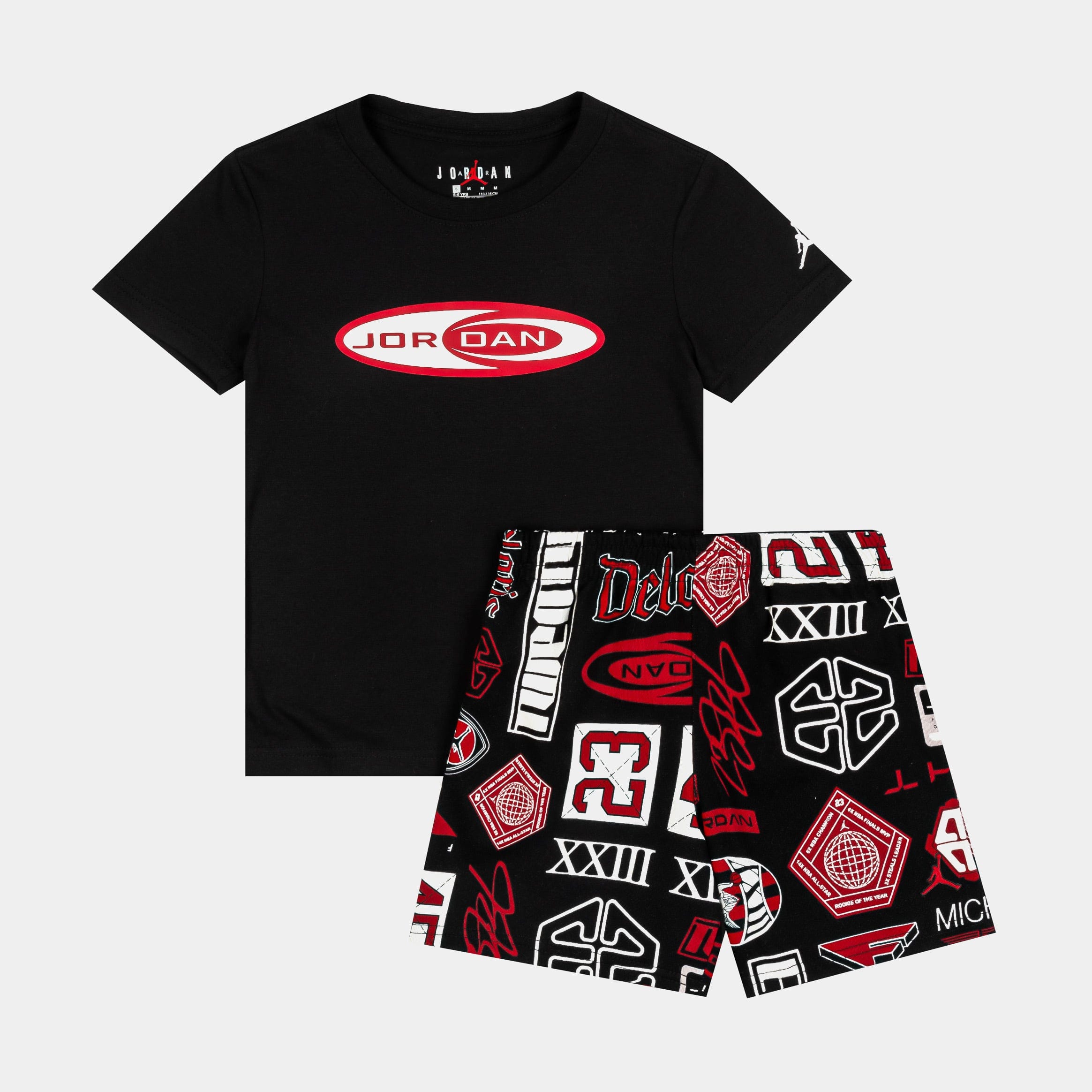 Air Jordan Brooklyn All Over Print Short Preschool Set (Black/Red)