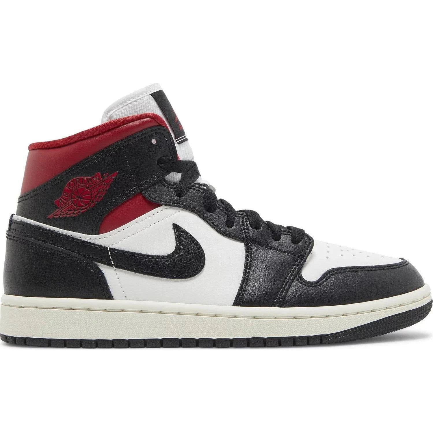 Nike Wmns Air Jordan 1 Mid Black Sail Gym Red