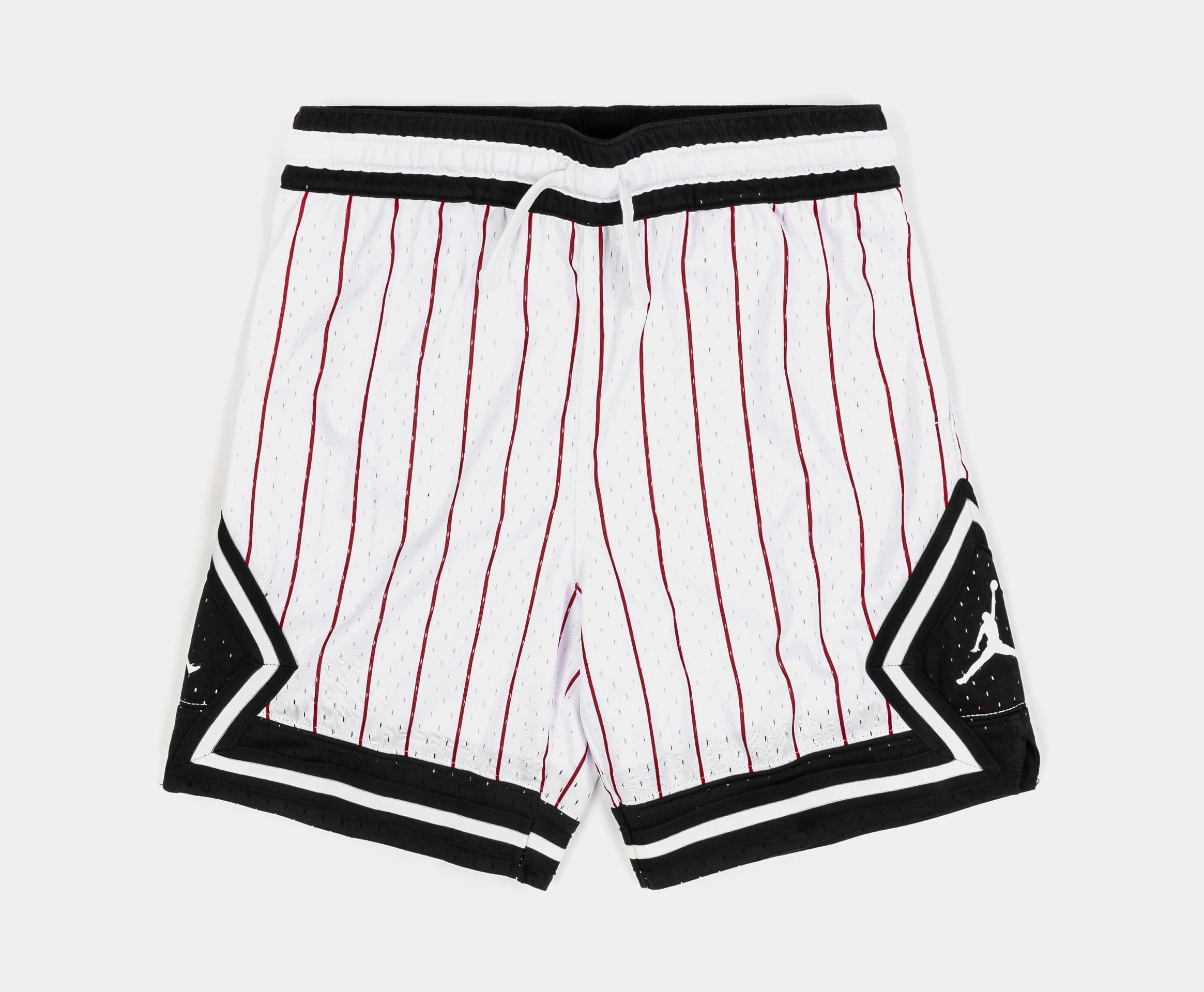 Air Jordan Dri Fit Striped Diamond Shorts Grade School Shorts (White/Black/White)