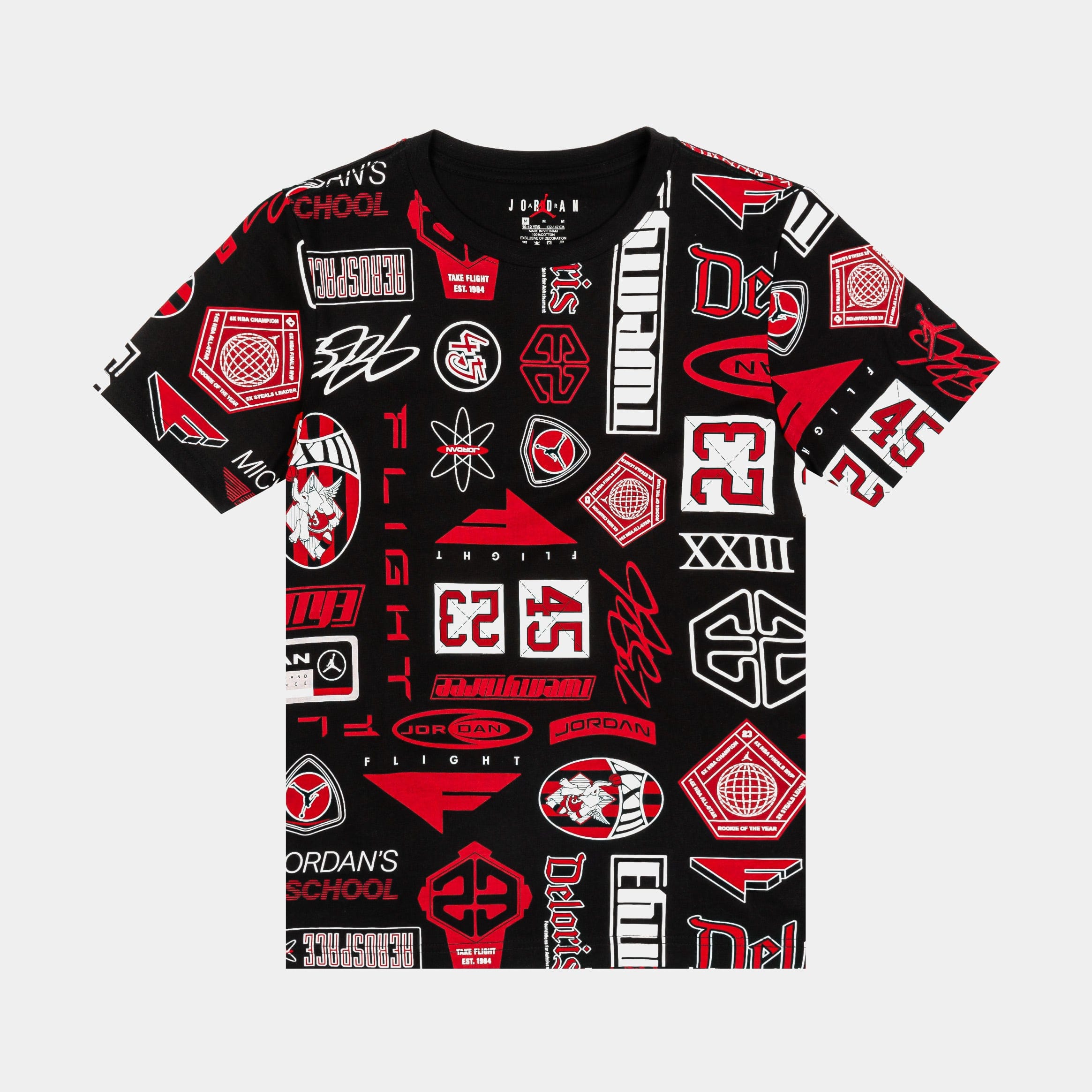 Air Jordan Flight Essentials Grade School Short Sleeve Shirt (Black/Red)
