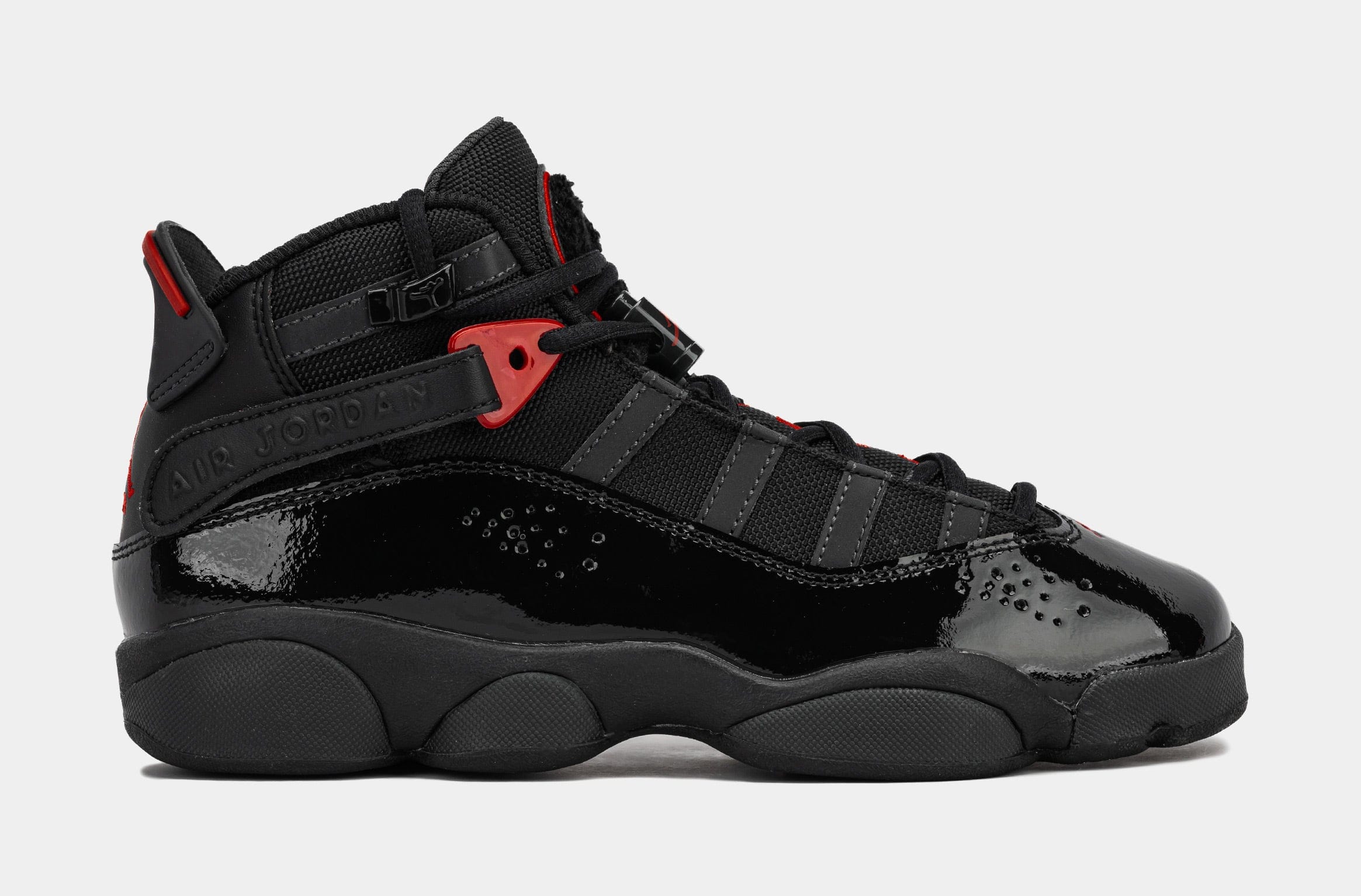 Air Jordan 6 Rings Grade School Basketball Shoes (Black/Fire Red/Anthracite)