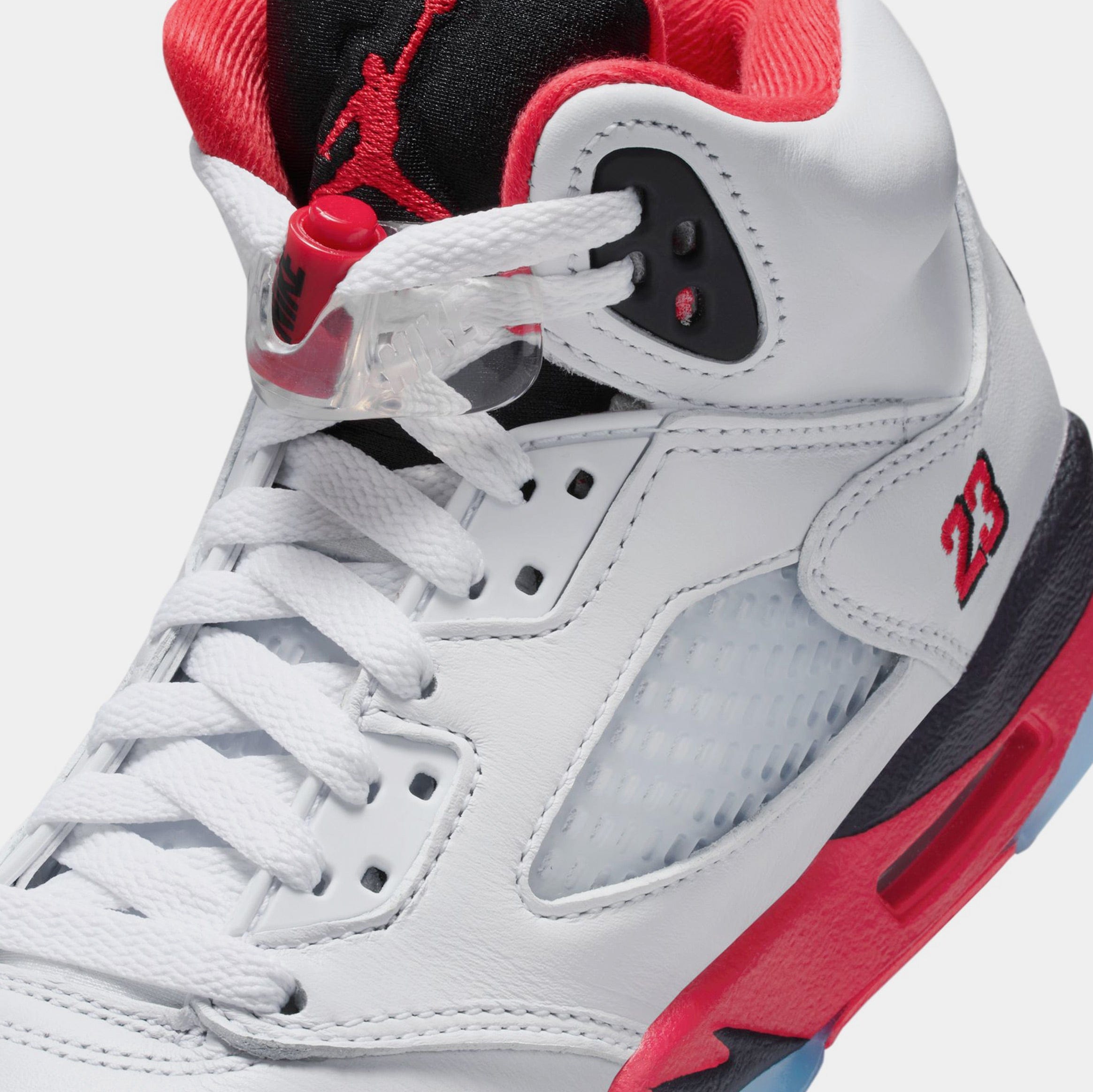 Air Jordan 5 Retro Fire Red Grade School Lifestyle Shoes (White/Fire Red/Black) Free Shipping