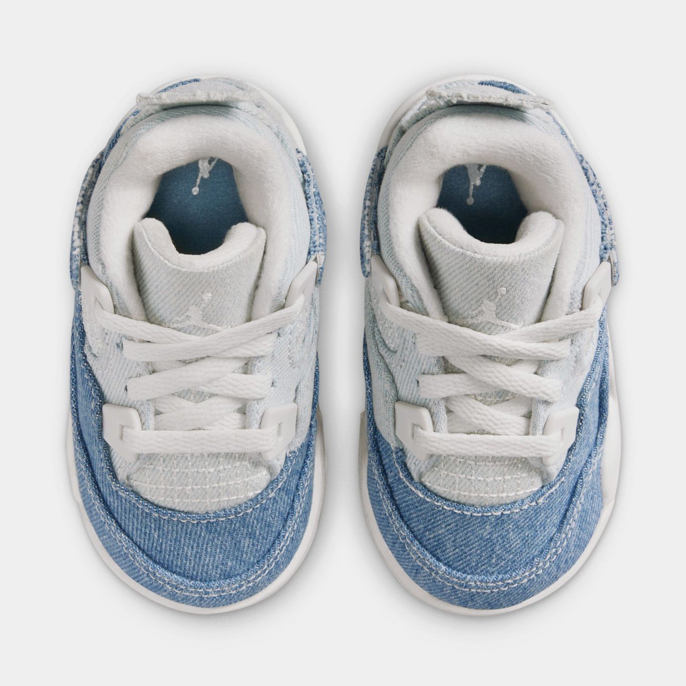 Air Jordan 4 Retro Worn Blue Infant Toddler Lifestyle Shoes (Sail/Gum Light Brown/Worn Blue/Sail/Metallic Gold)