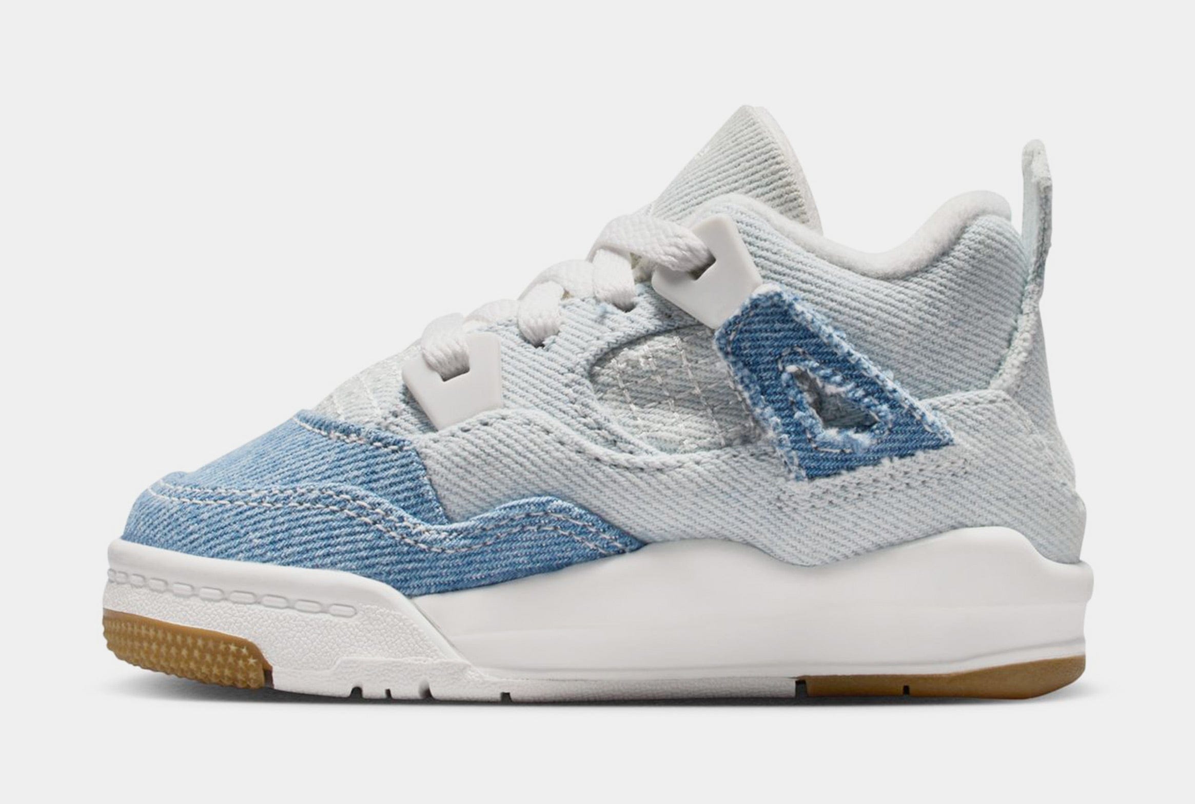 Air Jordan 4 Retro Worn Blue Infant Toddler Lifestyle Shoes (Sail/Gum Light Brown/Worn Blue/Sail/Metallic Gold)