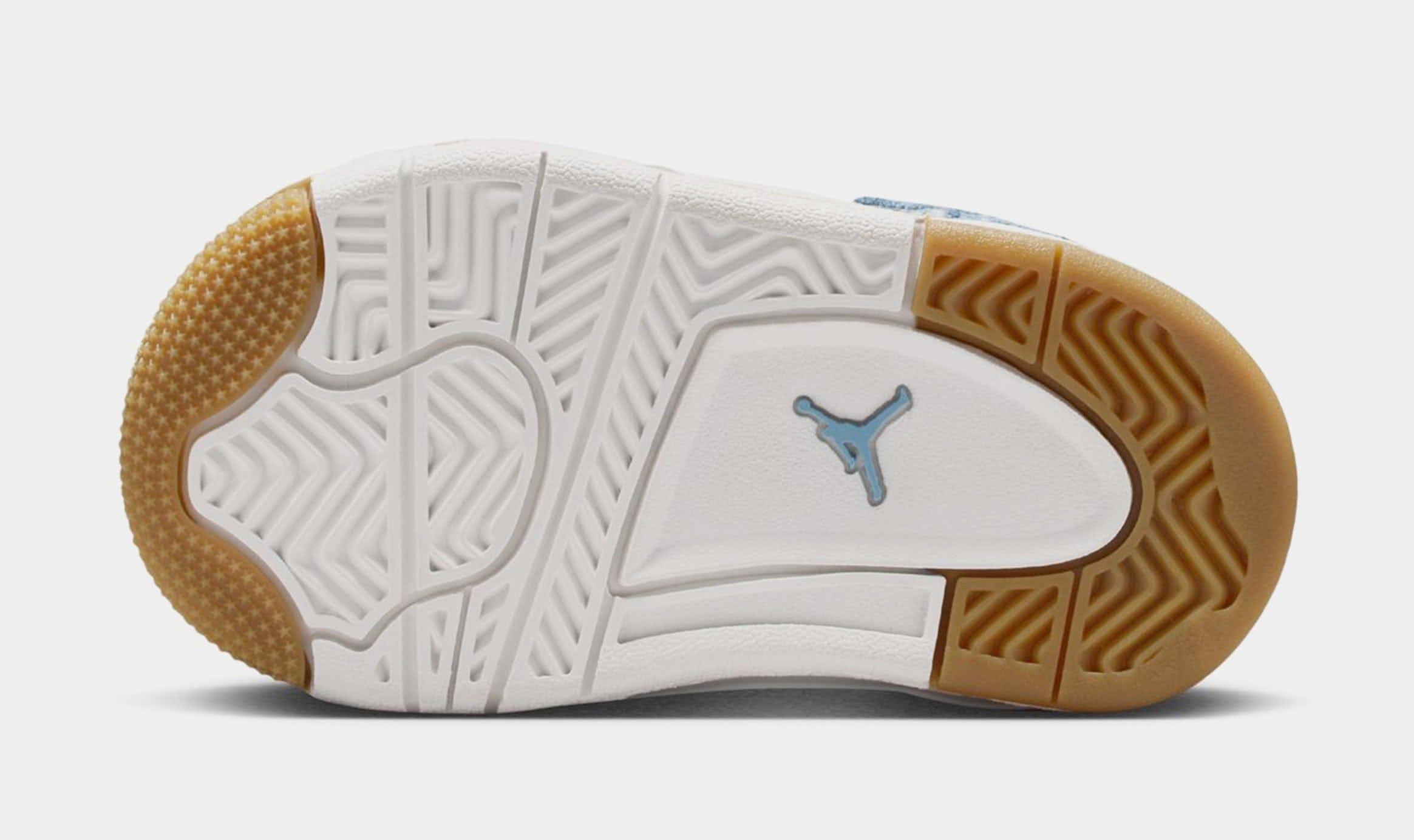 Air Jordan 4 Retro Worn Blue Infant Toddler Lifestyle Shoes (Sail/Gum Light Brown/Worn Blue/Sail/Metallic Gold)