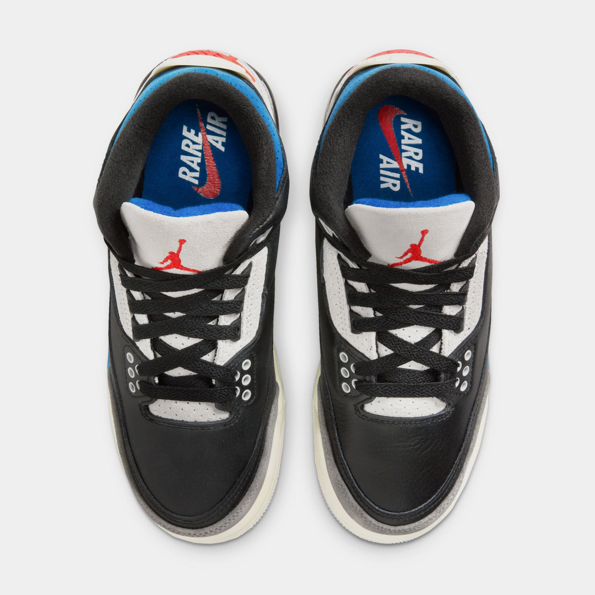 Air Jordan 3 Retro OG Rare Air Grade School Lifestyle Shoes (Black/Chile Red/Neutral Grey/Military Blue/Coconut Milk)