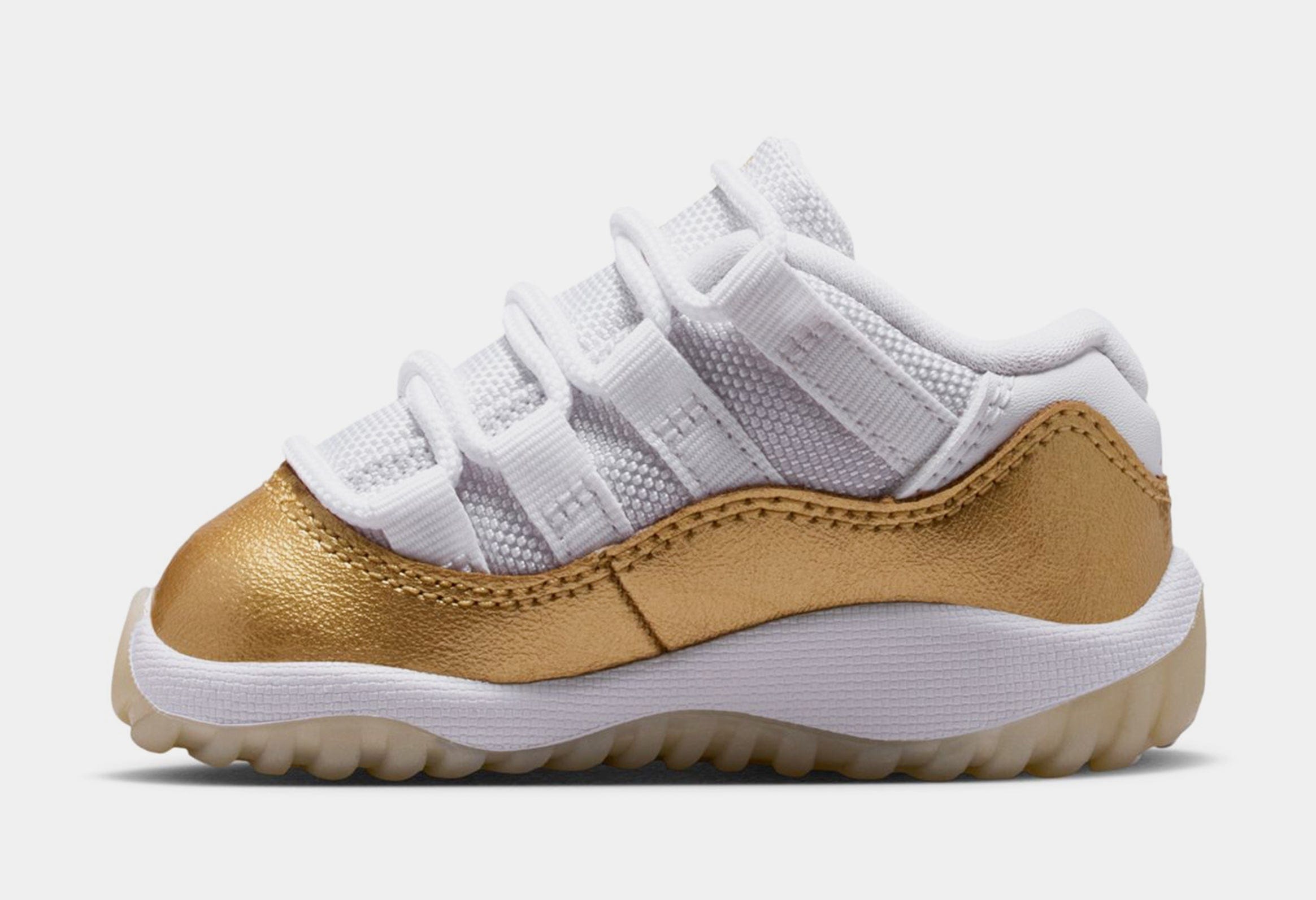Air Jordan 11 Retro Low Mothers Day Infant Toddler Lifestyle Shoes (White/Metallic Gold/Team Gold) Free Shipping