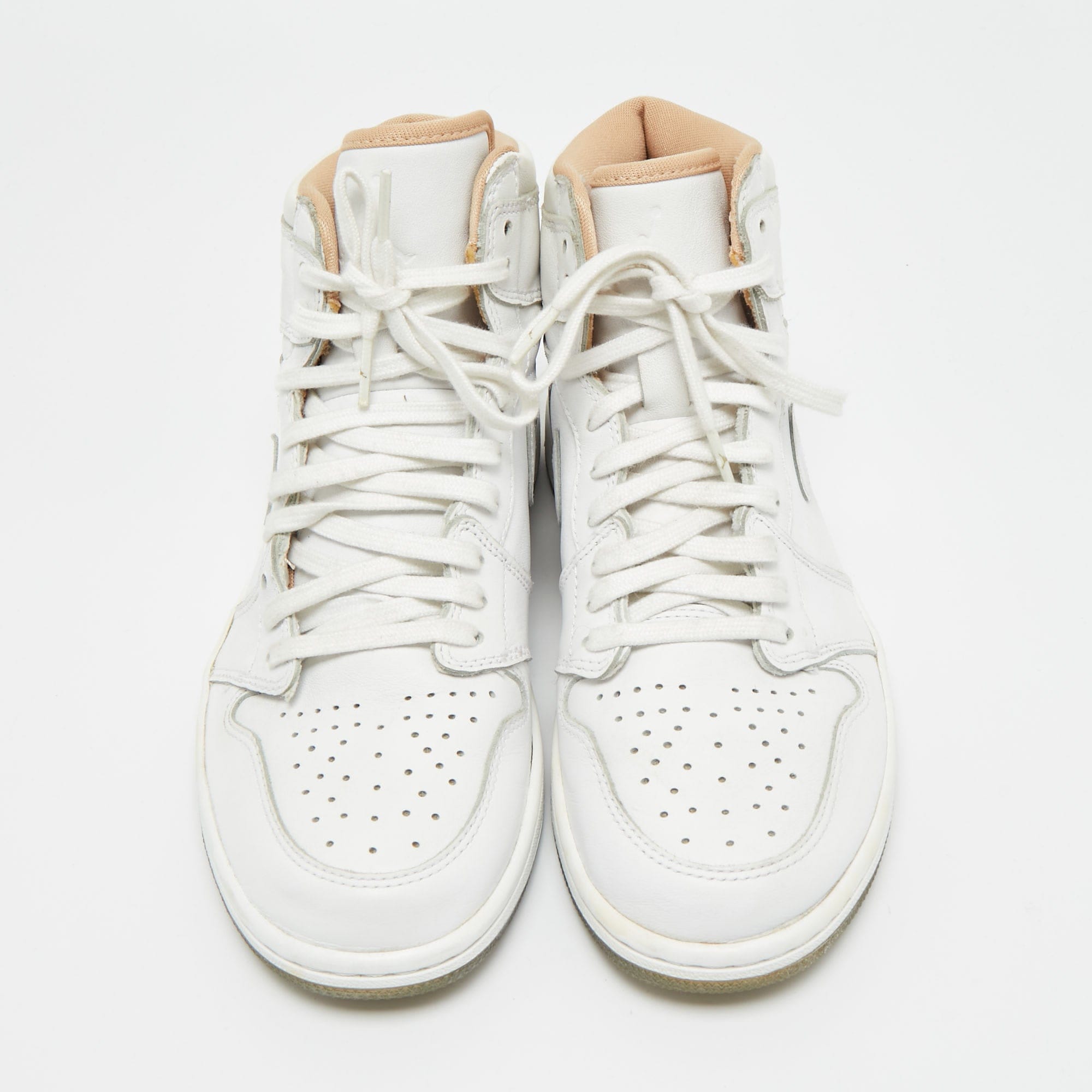 Air Jordans White Leather Air Jordan 1 High Top Sneakers