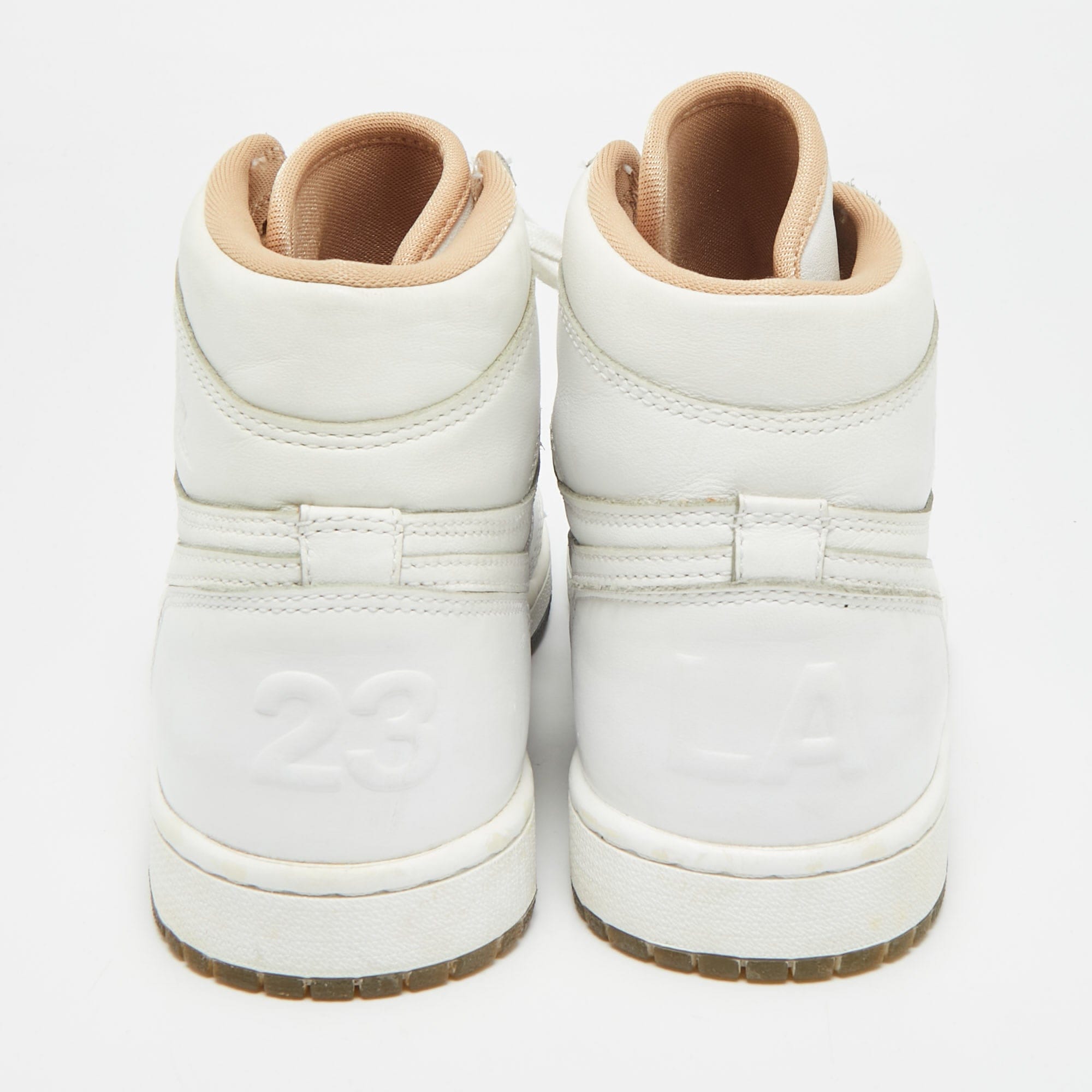 Air Jordans White Leather Air Jordan 1 High Top Sneakers