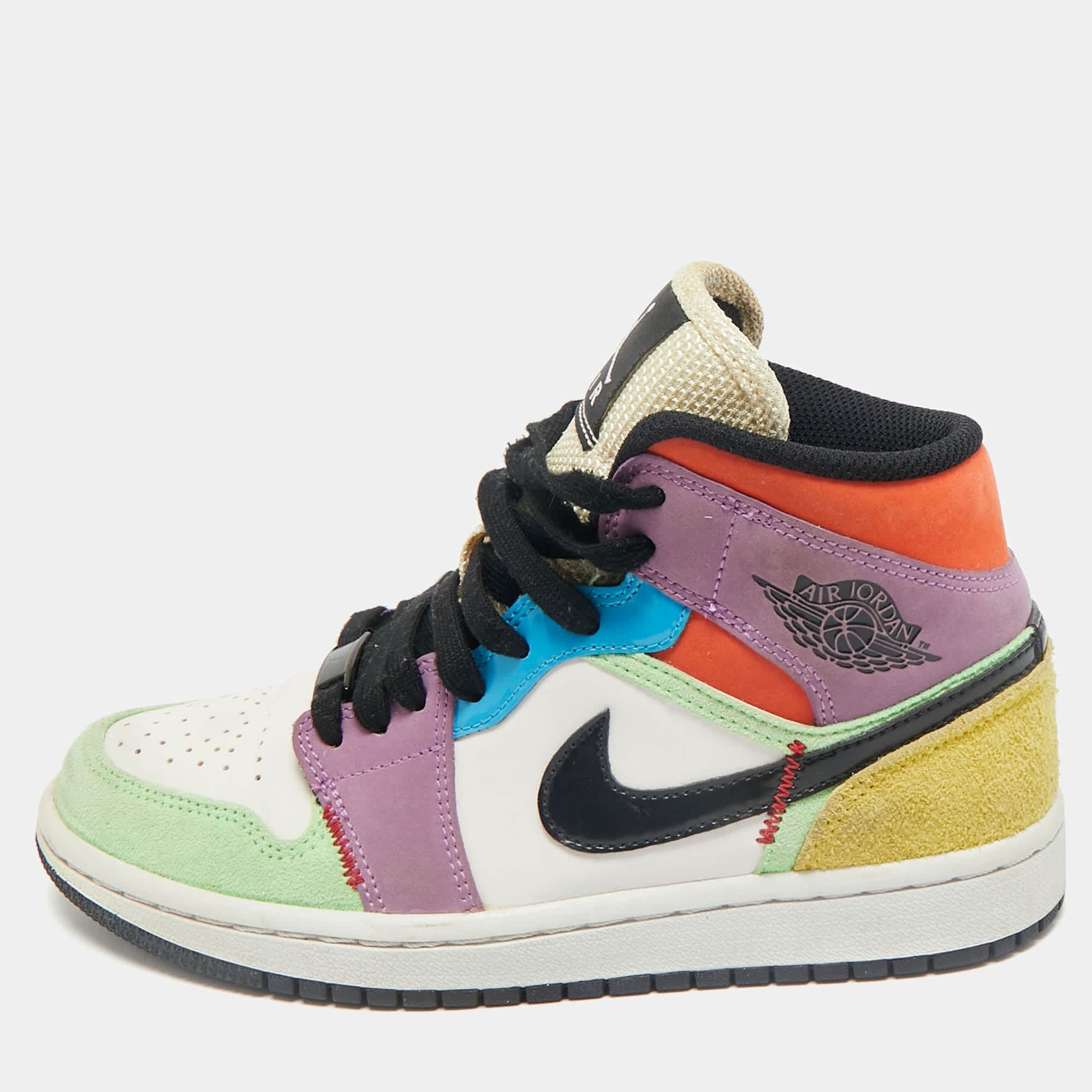 Air Jordan Multicolor Leather And Suede Jordan 1 Mid Se Lightblub Sneakers