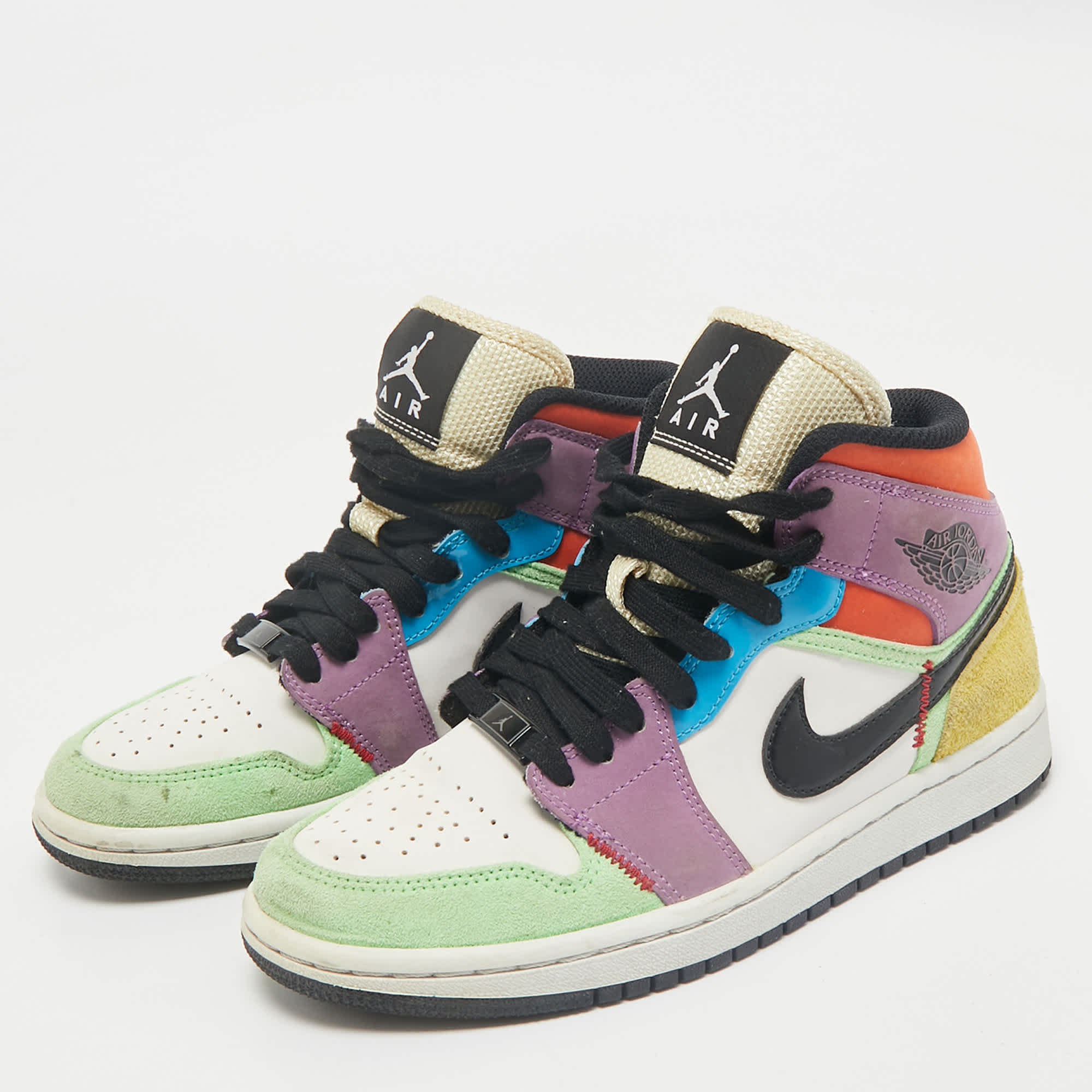Air Jordan Multicolor Leather And Suede Jordan 1 Mid Se Lightblub Sneakers