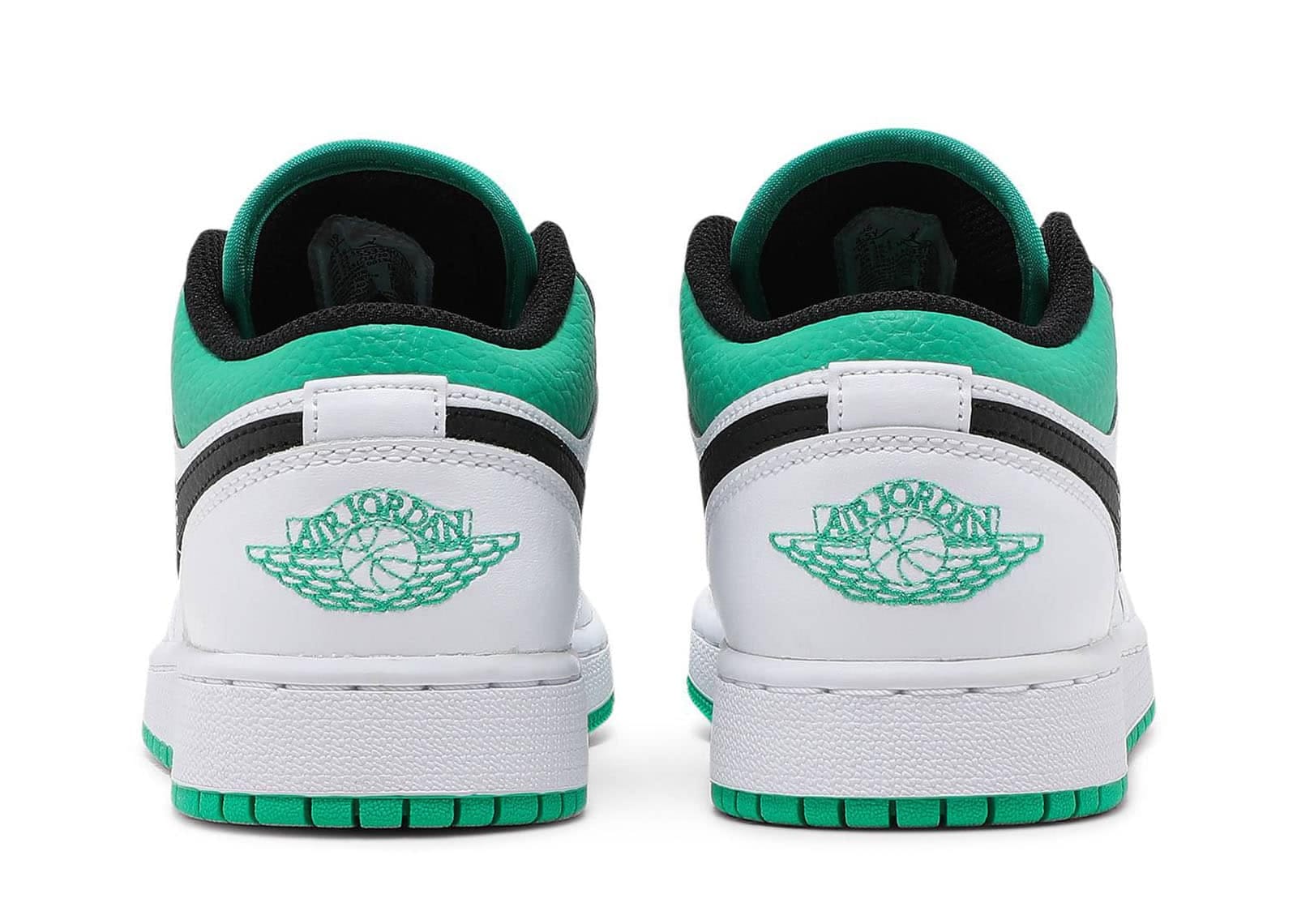 Air Jordan 1 Low White Lucky Green Tumbled Leather (GS)