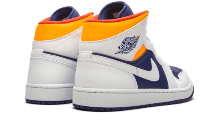 Air Jordan 1 Mid White Laser Orange Deep Royal Blue