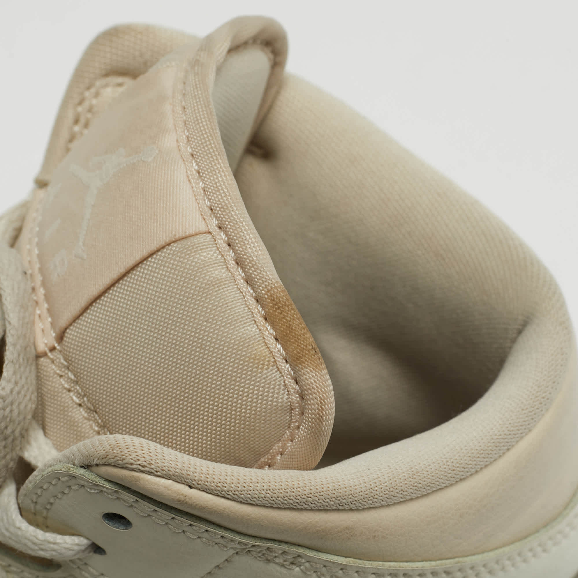 Air Jordans White/beige Leather Air Jordan 1 High Top Sneakers