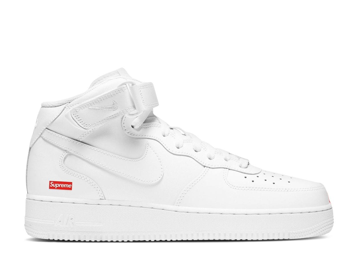 Nike Supreme x Air Force 1 Mid Box Logo - Triple White