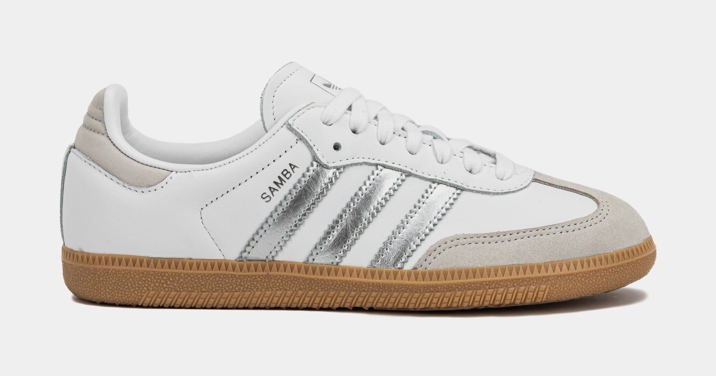 adidas Samba OG Womens Lifestyle Shoes (White/Silver Metallic/Grey One)
