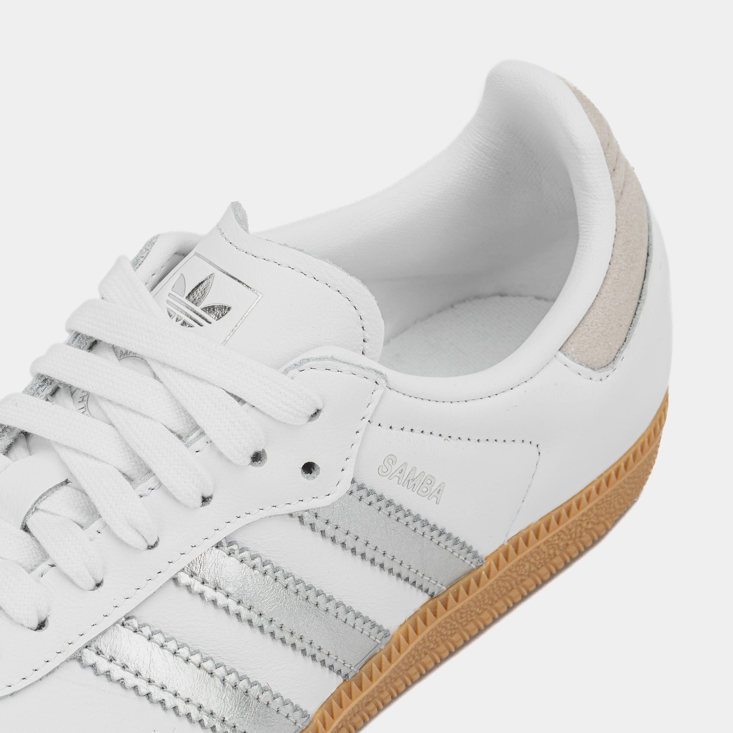 adidas Samba OG Womens Lifestyle Shoes (White/Silver Metallic/Grey One)