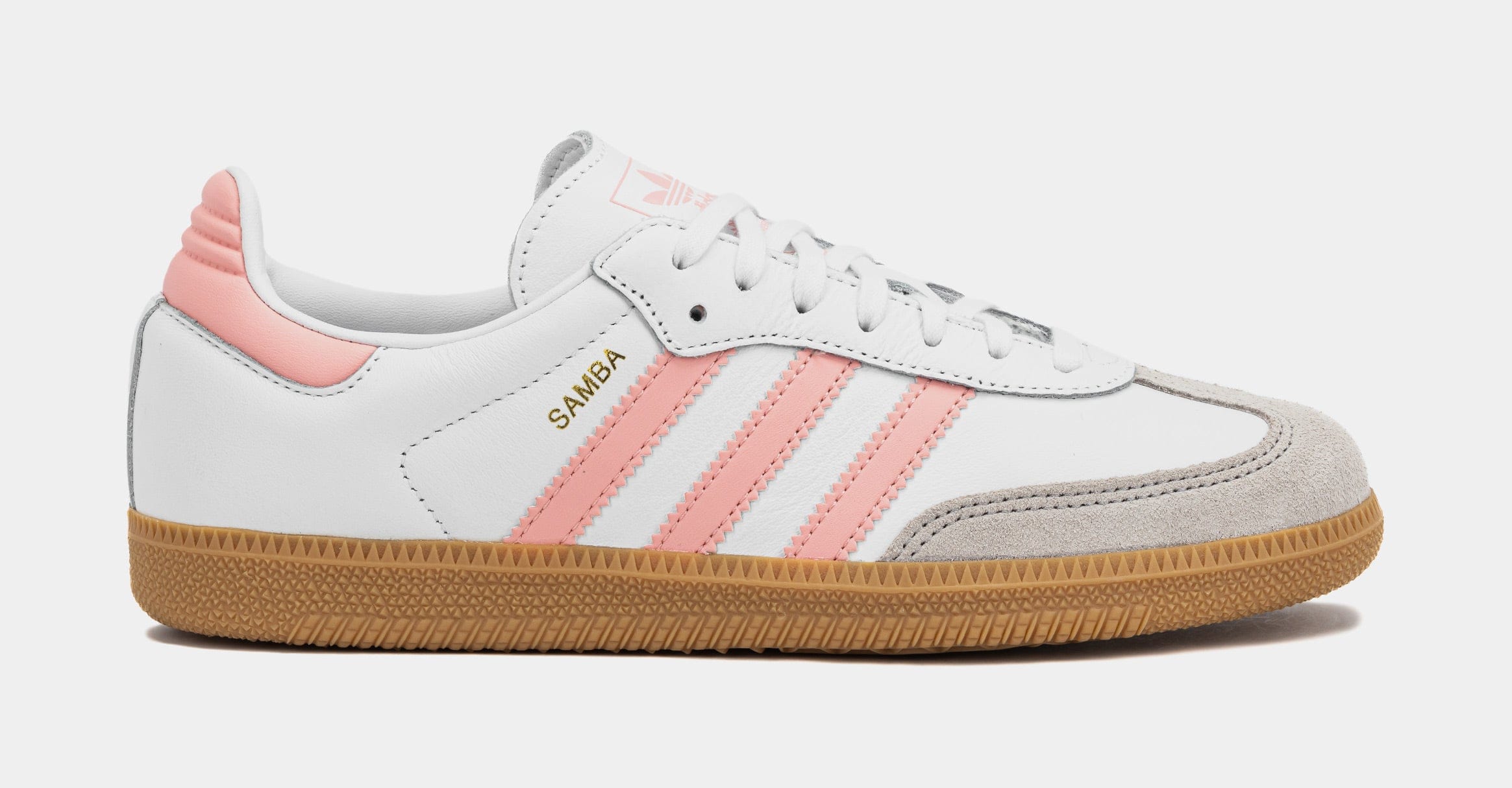adidas Samba OG Grade School Lifestyle Shoes (White/Coral Pink)