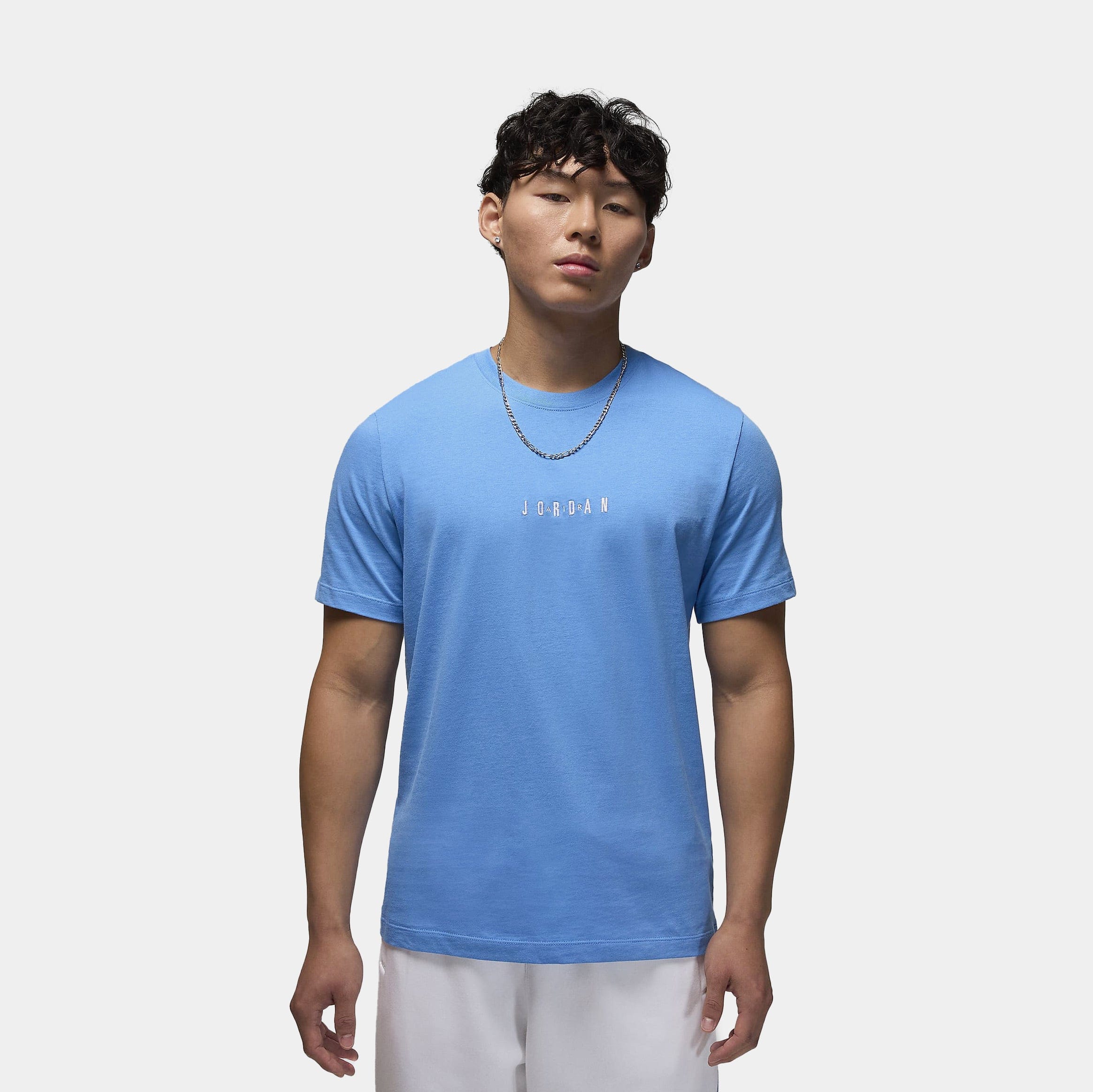 Air Jordan EMB Air Mens Short Sleeve Shirt (Legend Blue/White/White)