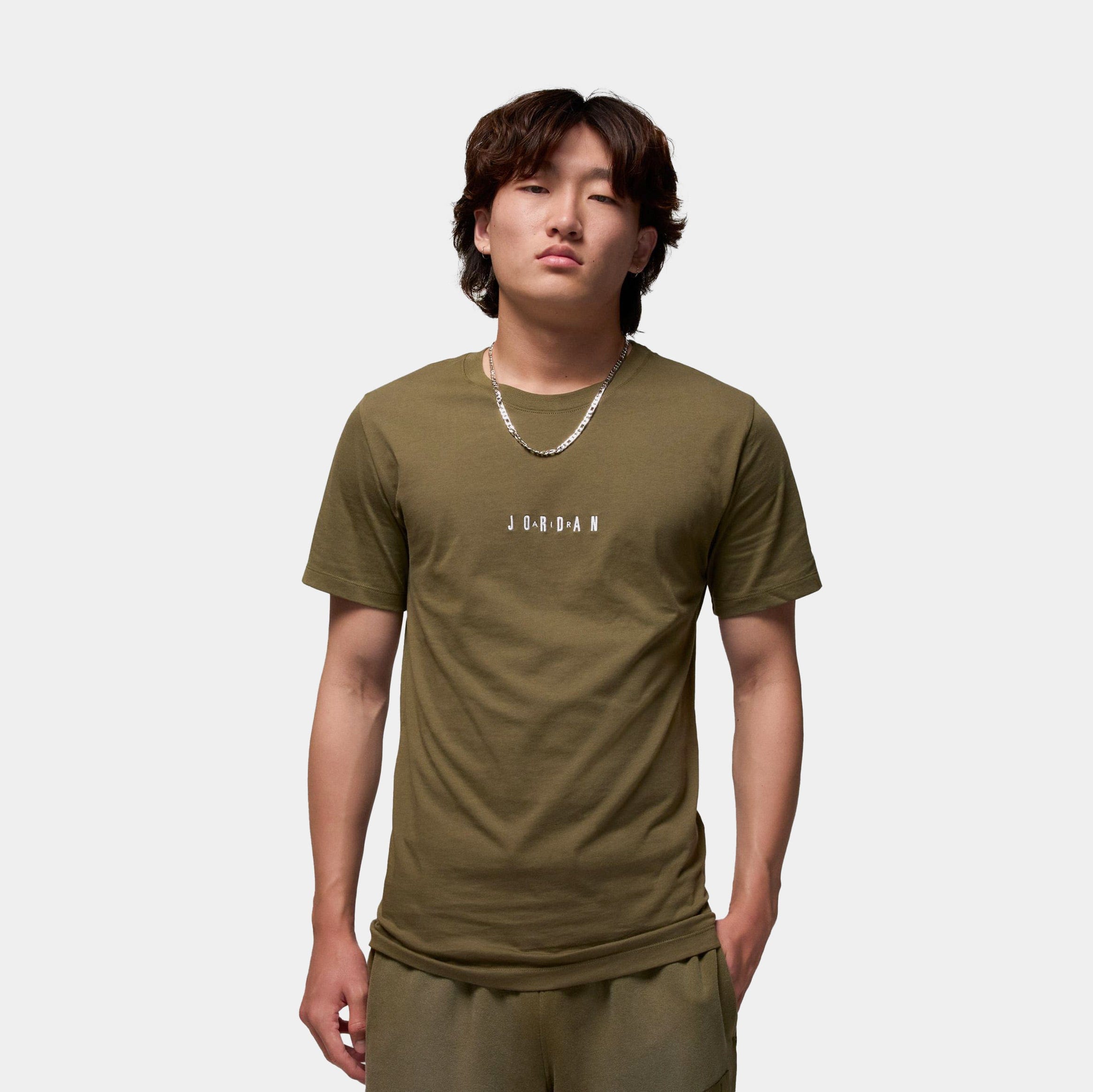 Air Jordan EMB Air Mens Short Sleeve Shirt (Olive/Green)
