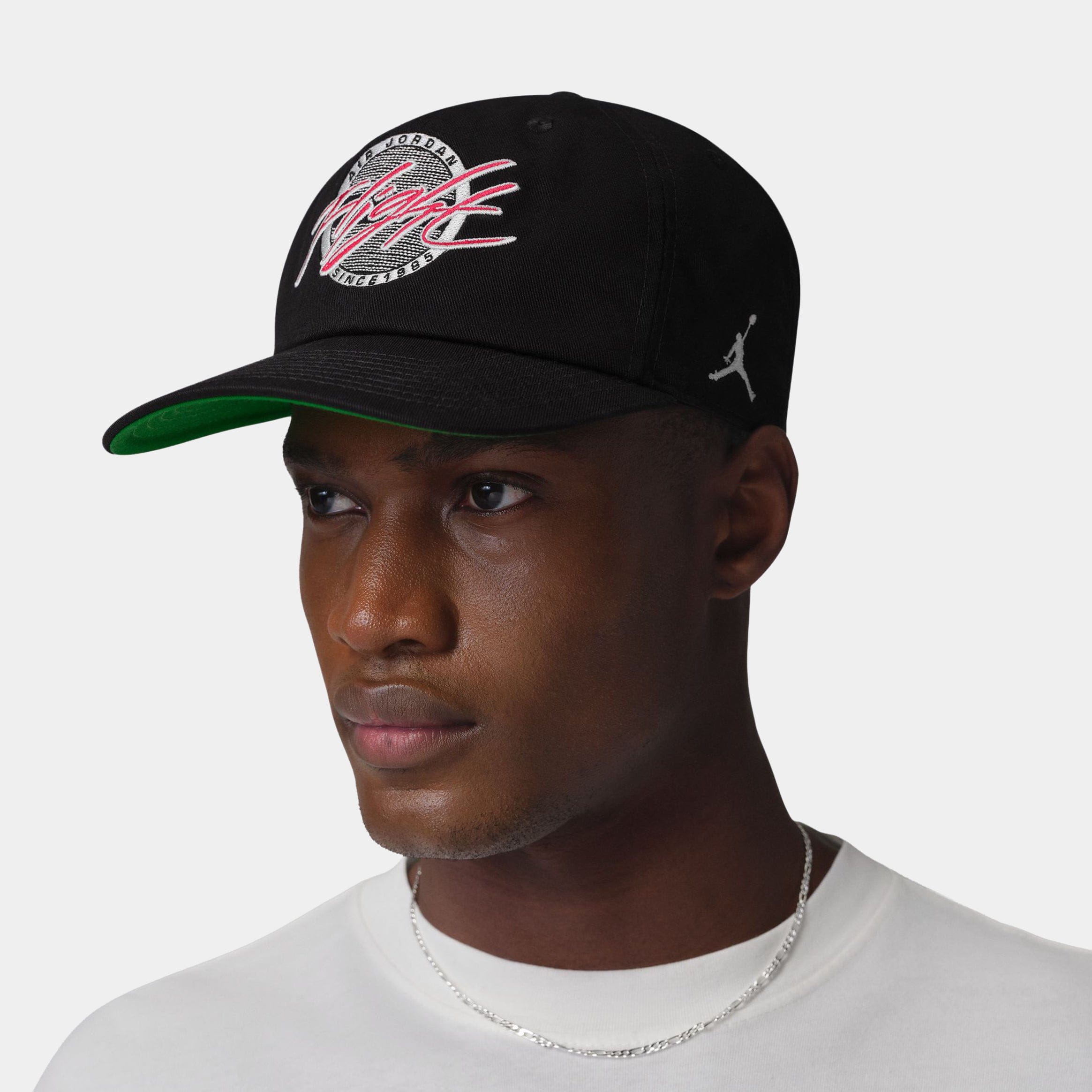 Air Jordan Flight Pro Unstructured Flat Bill Mens Hat (Black/Kelly Green/White)